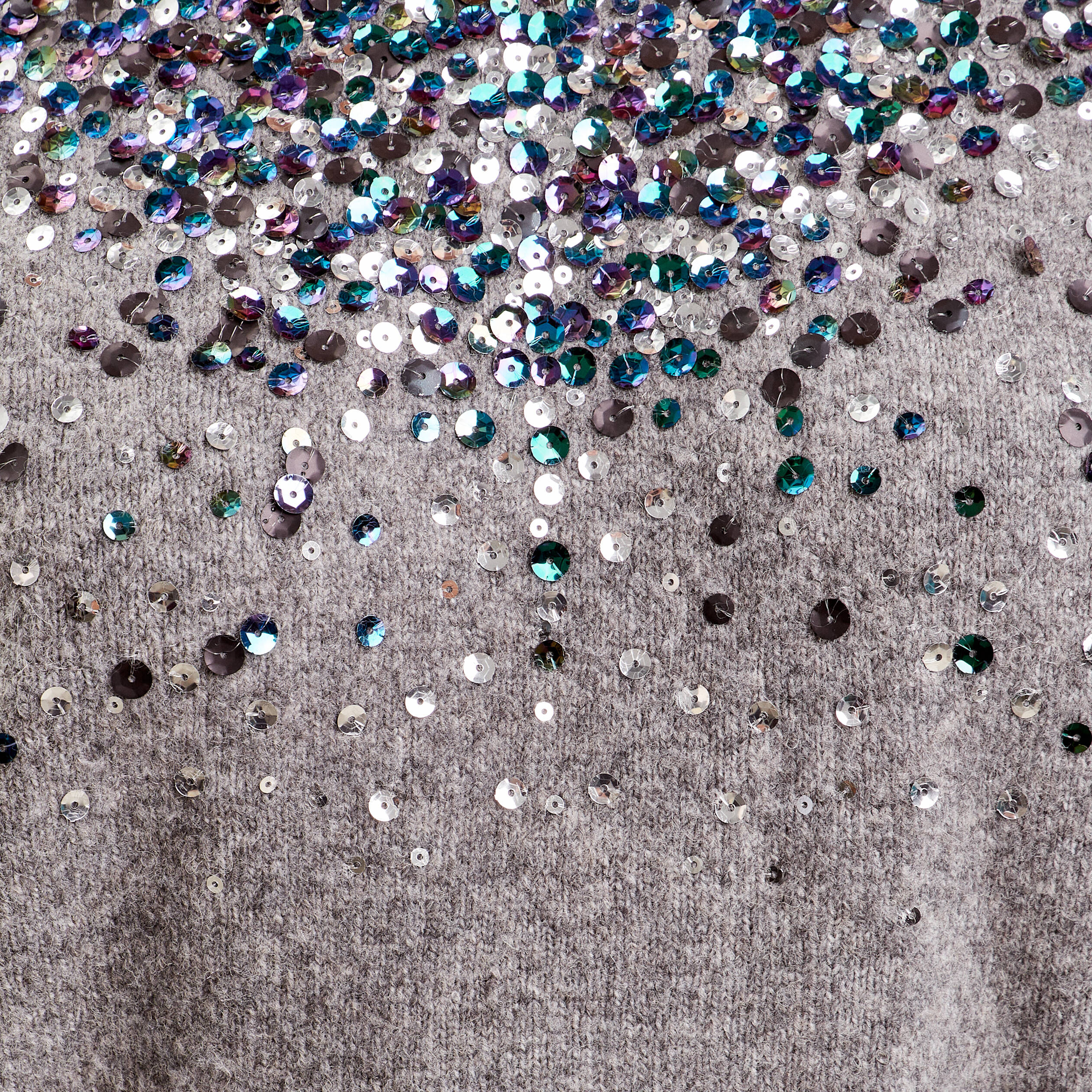 Pull sequins et strass gris foncé femme