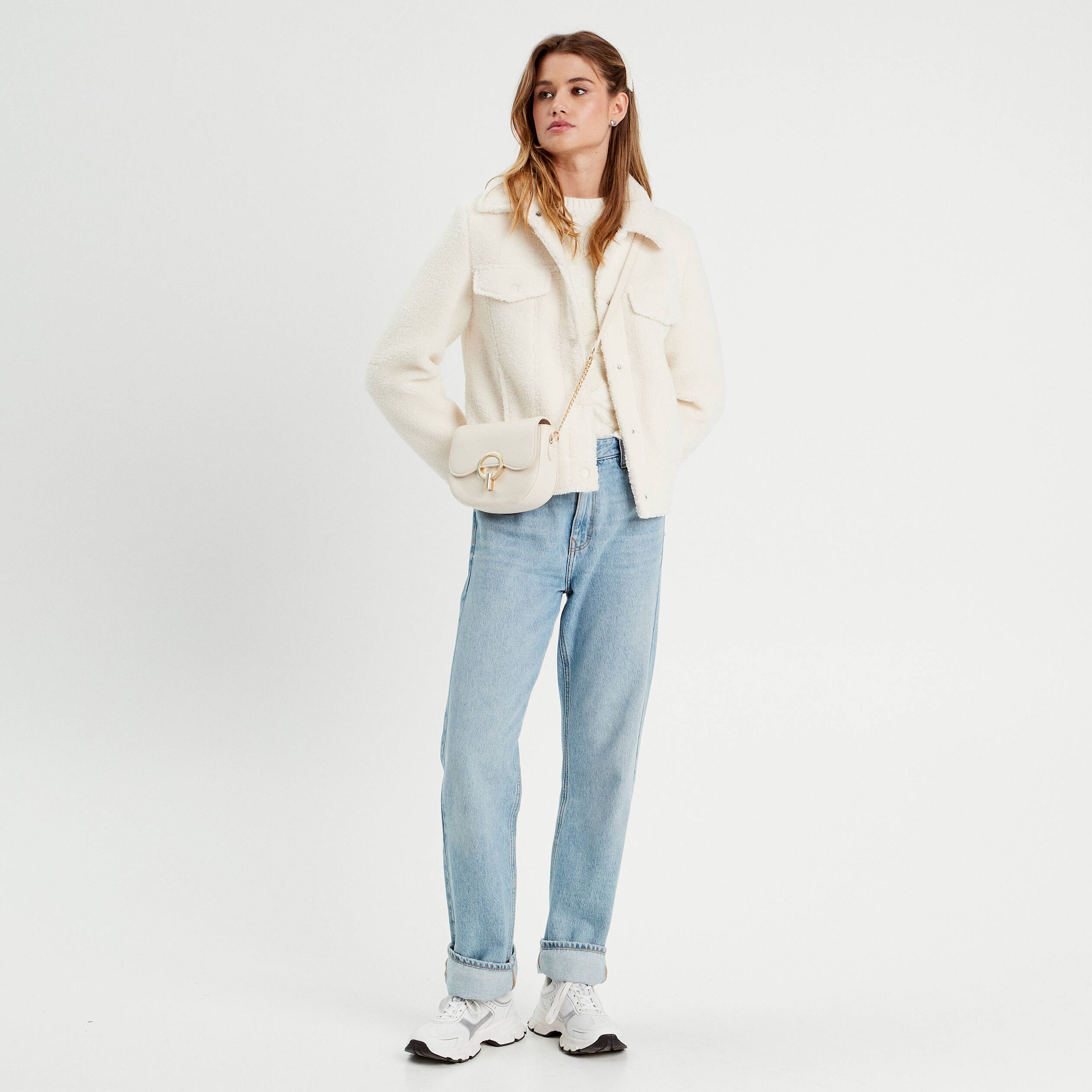 Pull manches longues ecru femme