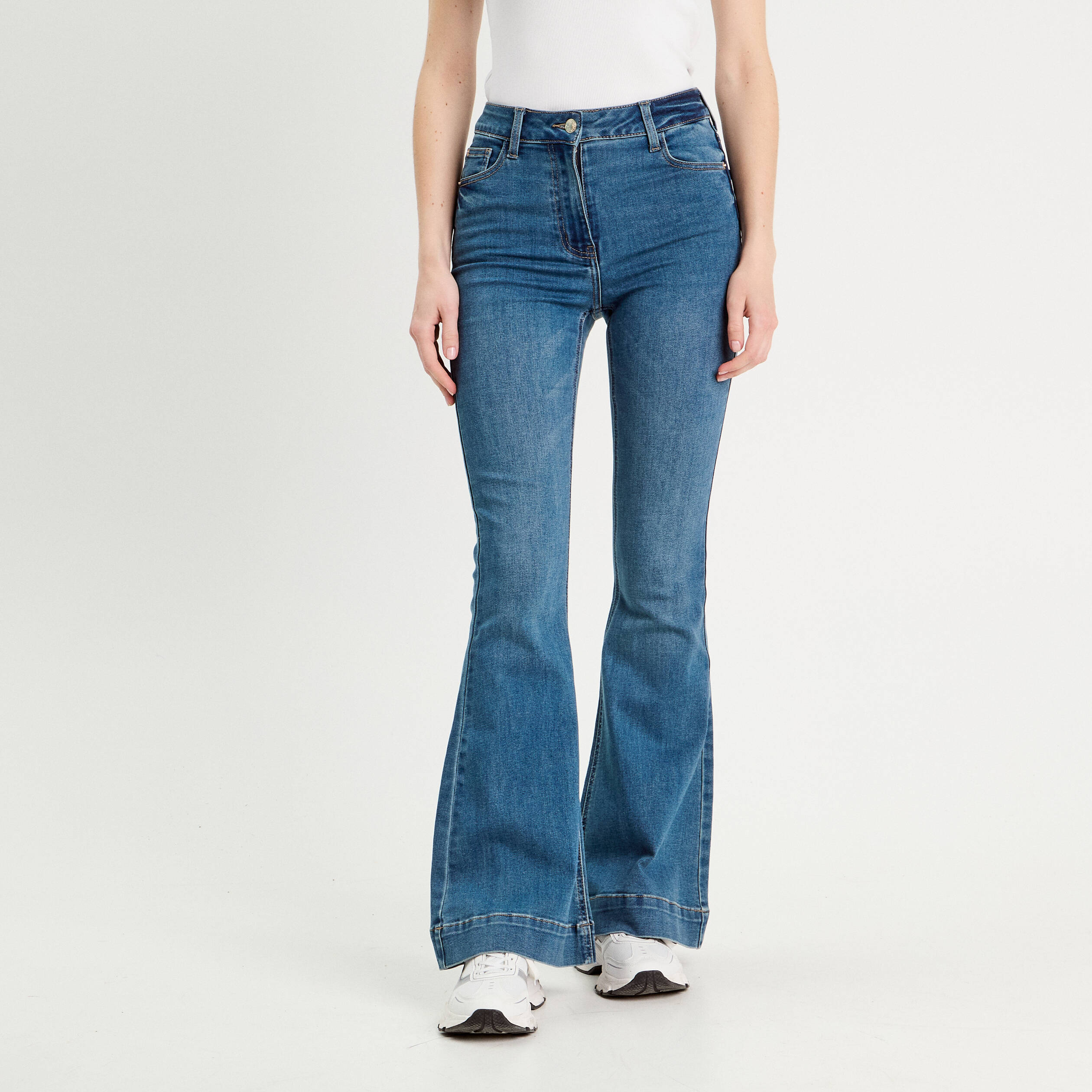 Jeans flare denim stone femme