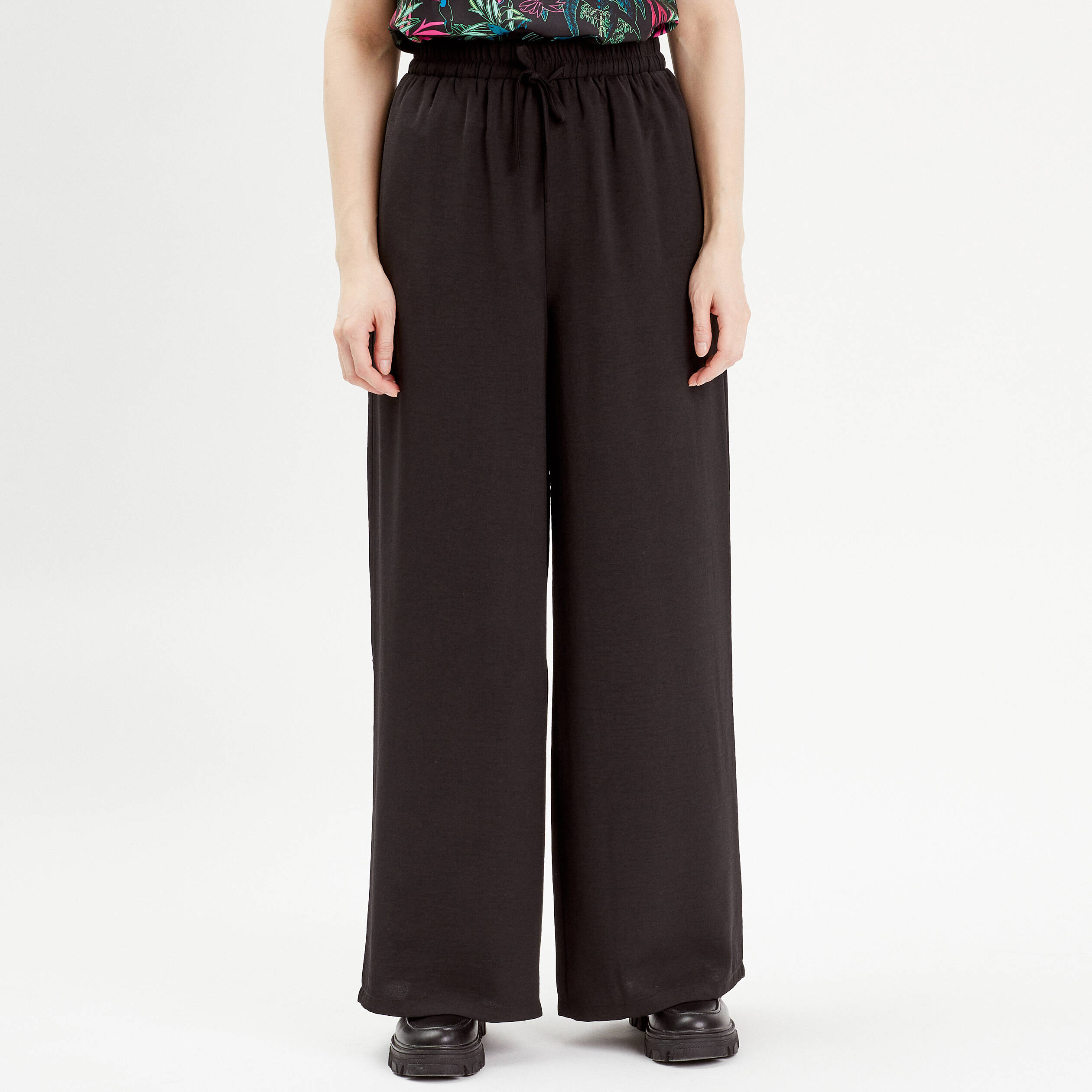 Pantalon large fluide noir femme