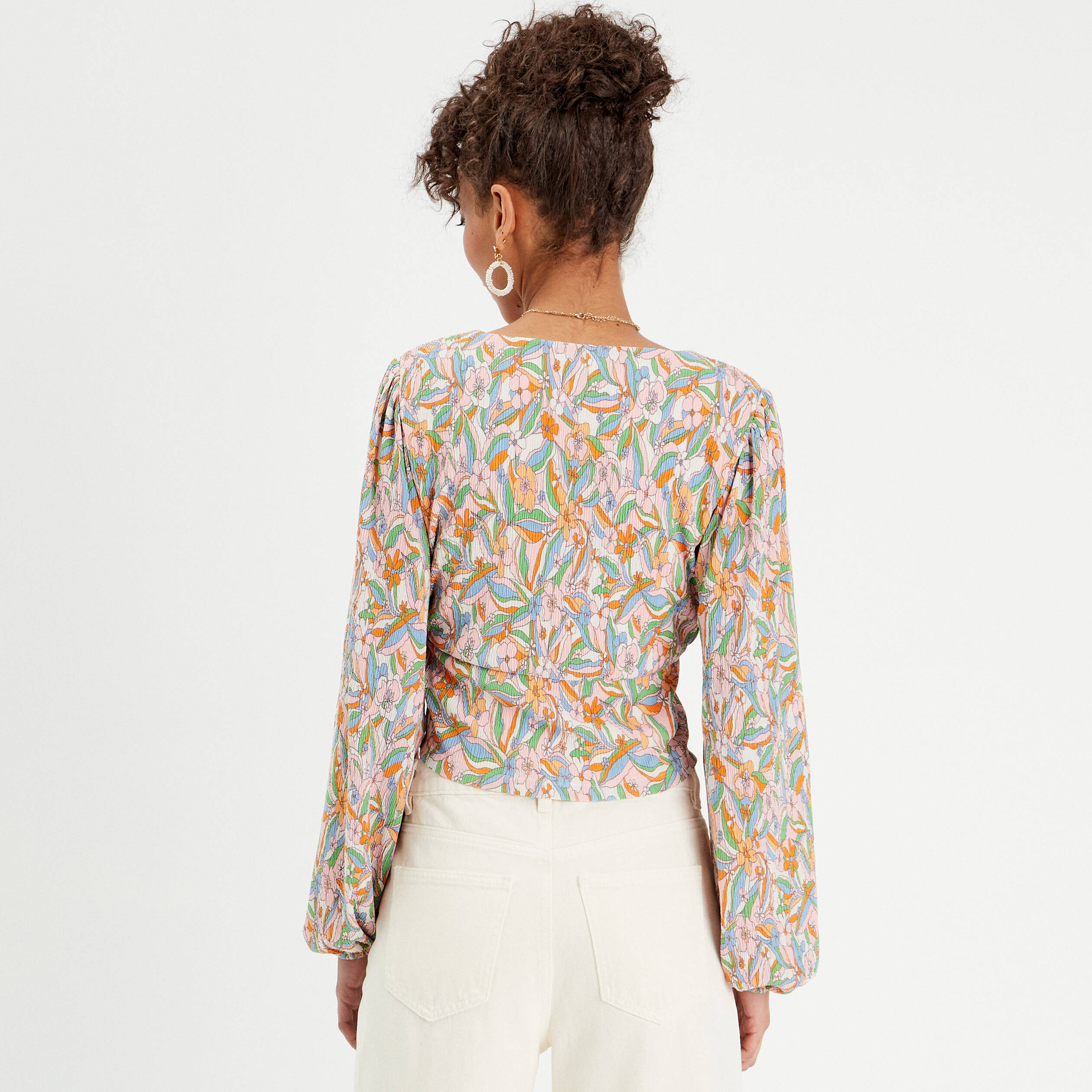 blouse manches longues plissee rose femme Blouse manches longues plissée rose femme