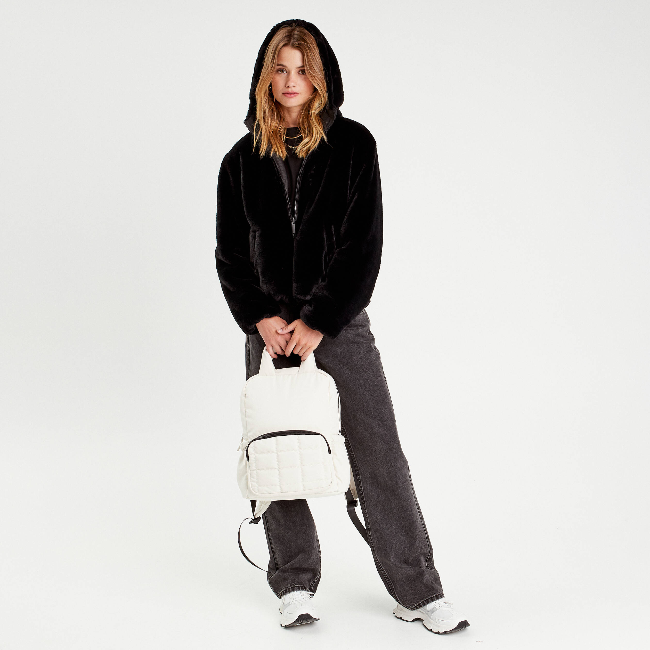 Parka r&eacute;versible &agrave; capuche noir femme