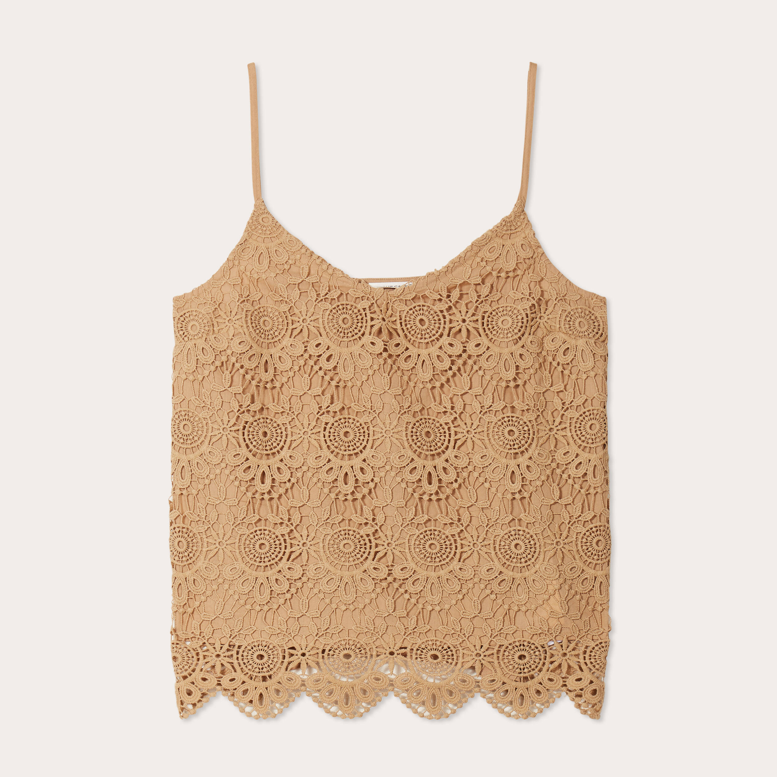 debardeur aspect macrame beige femme Débardeur aspect macramé beige femme