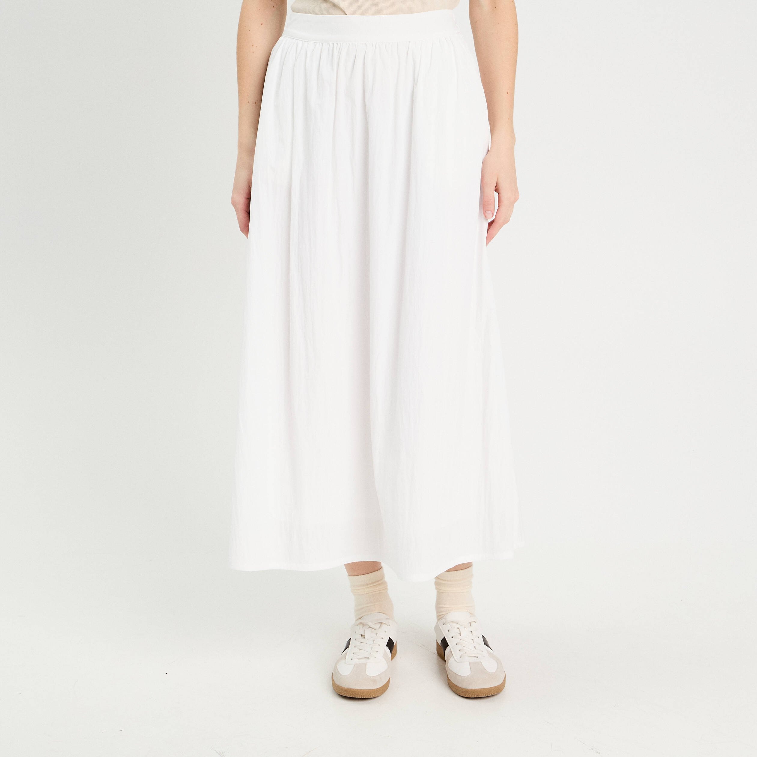 Jupe longue évasée blanc femme