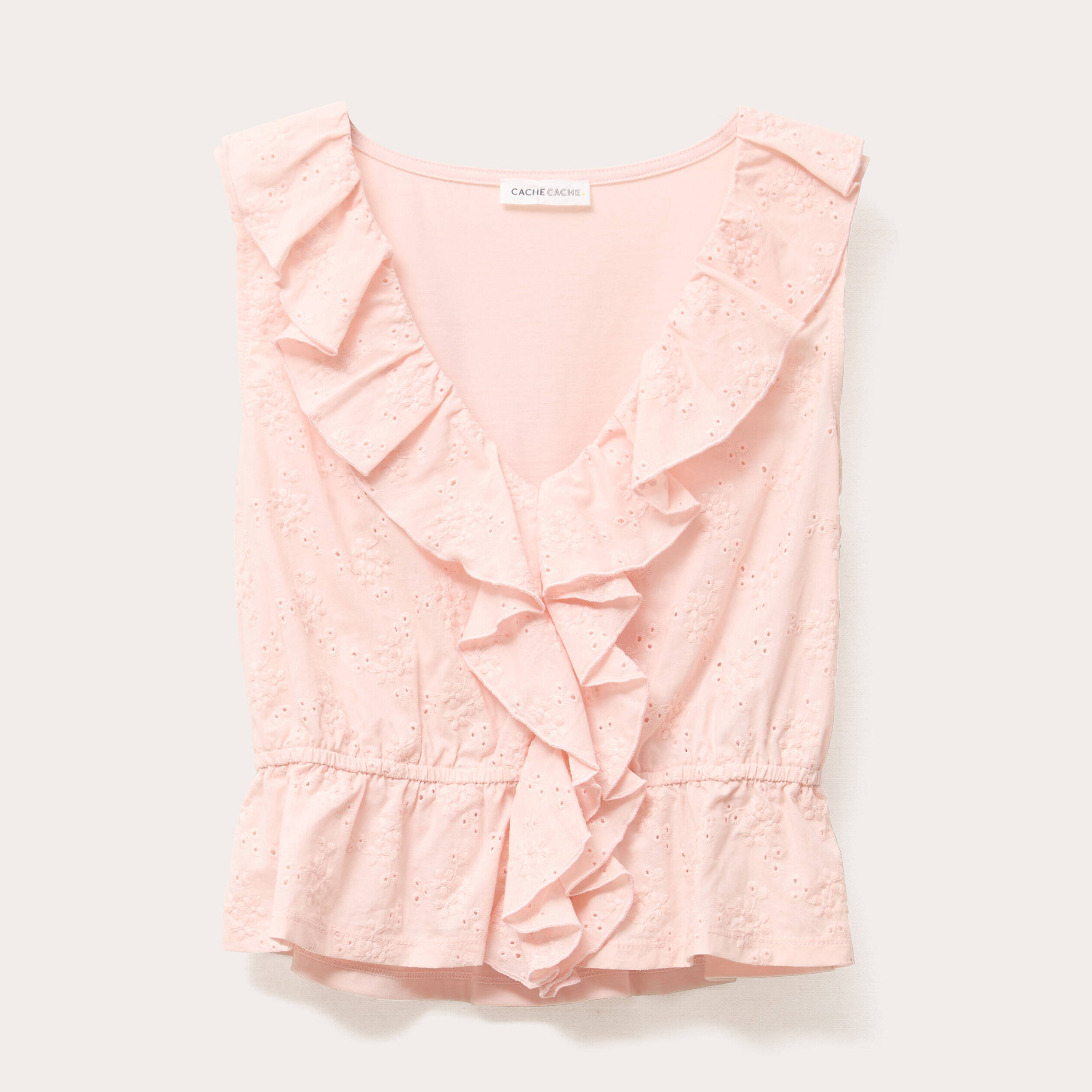 blouse sans manches rose poudree femme Blouse sans manches rose poudrée femme