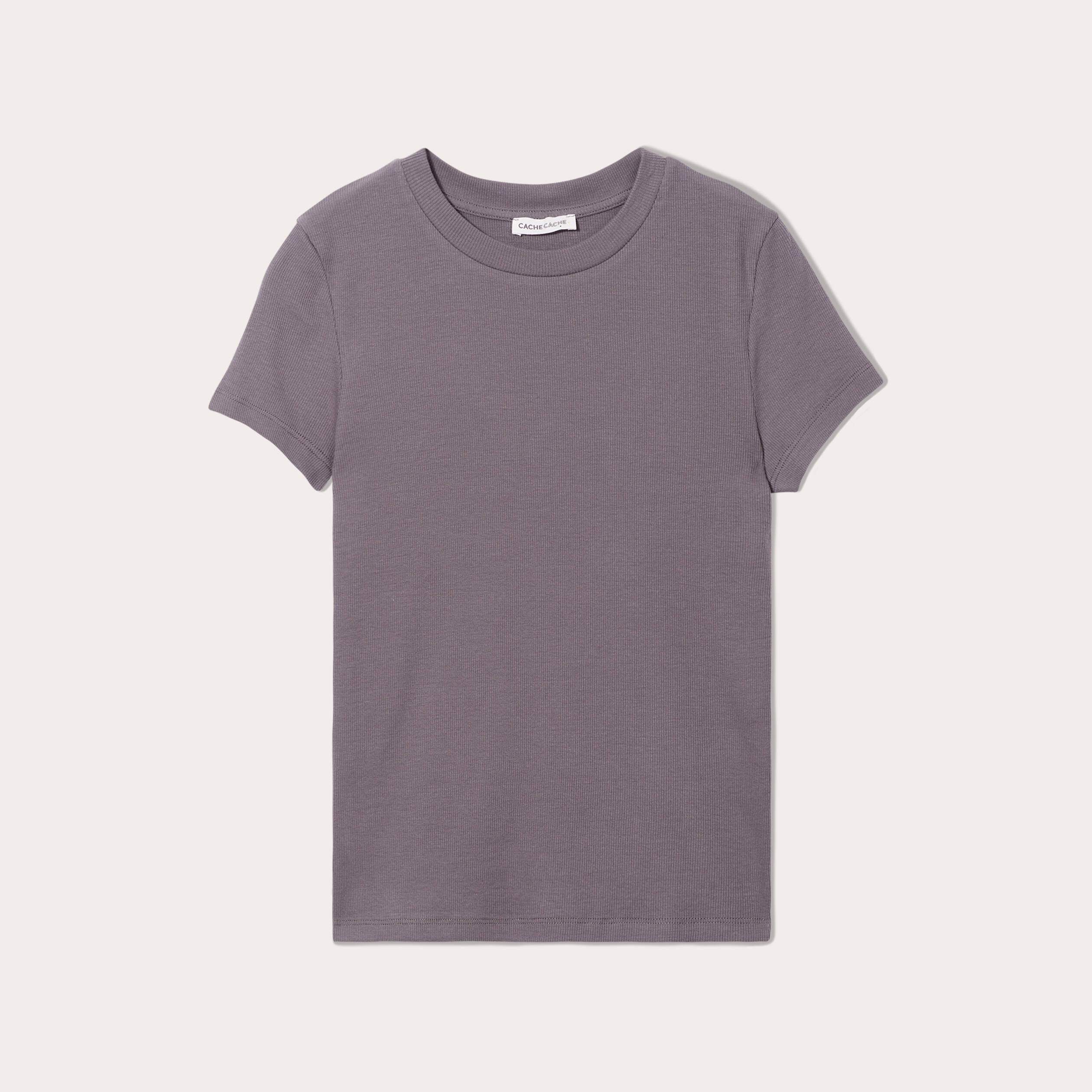t shirt manches courtes cotele gris fonce femme T-shirt manches courtes côtelé gris foncé femme