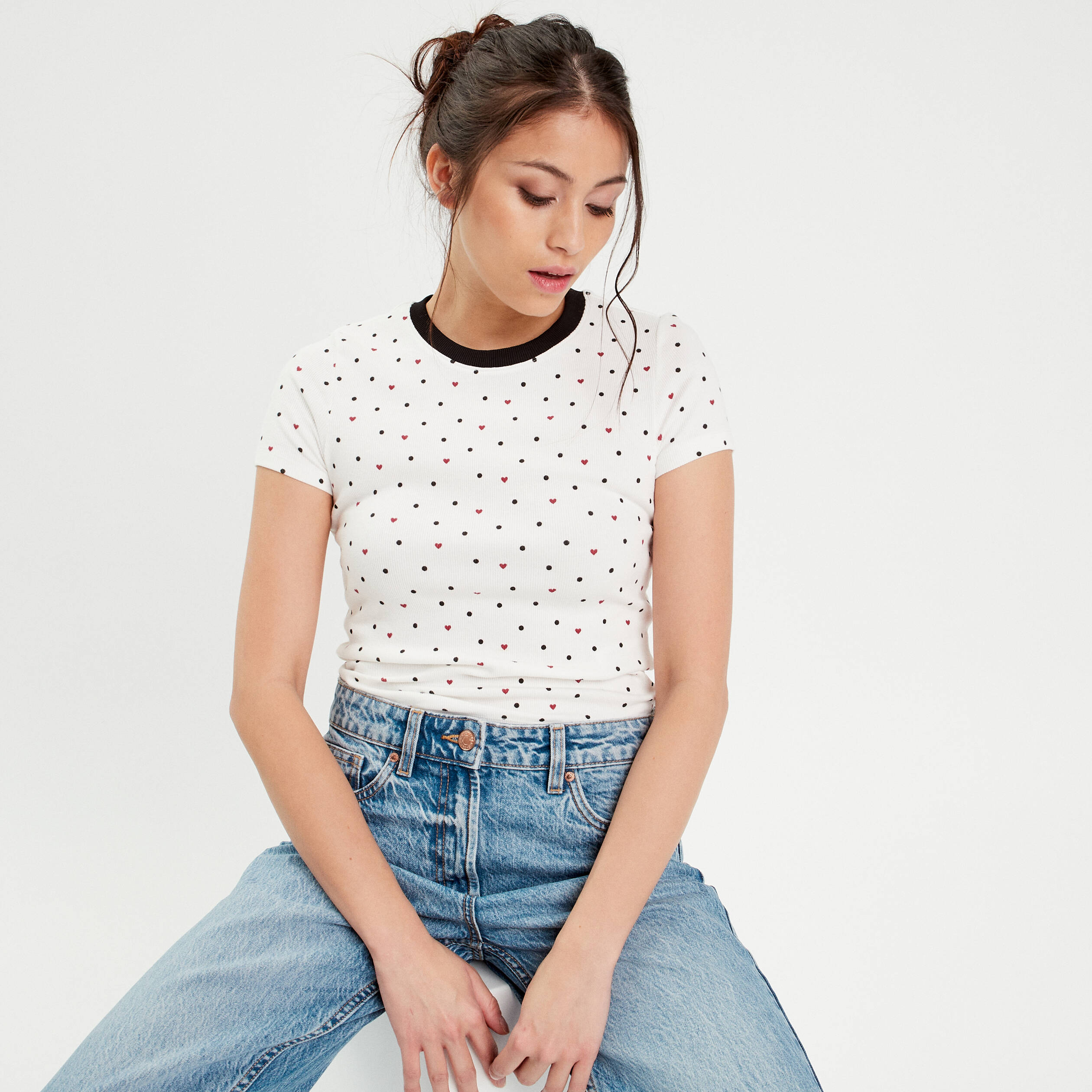 t shirt ajuste manches courtes blanc femme T-shirt ajusté manches courtes blanc femme
