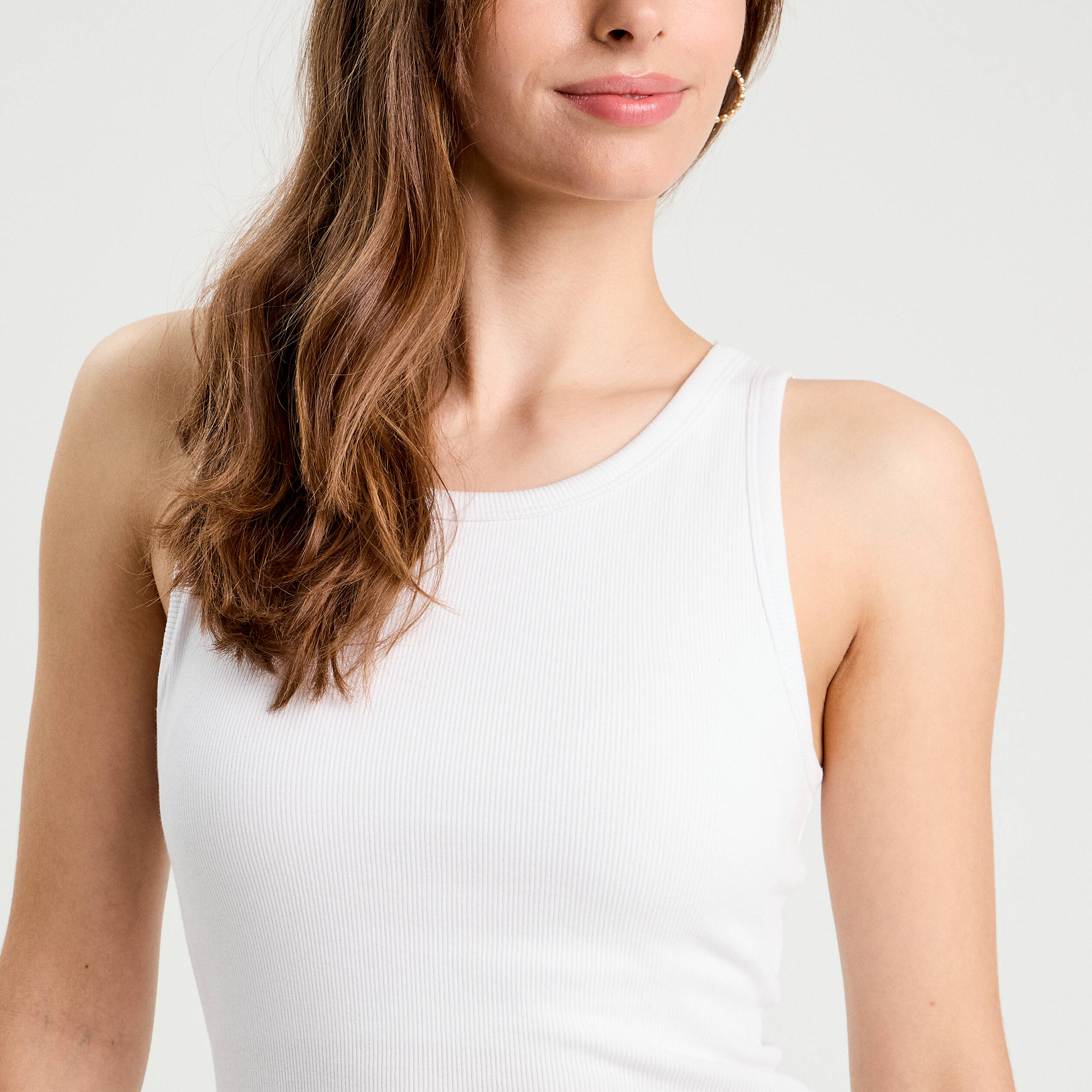 debardeur cotele blanc femme Débardeur côtelé blanc femme