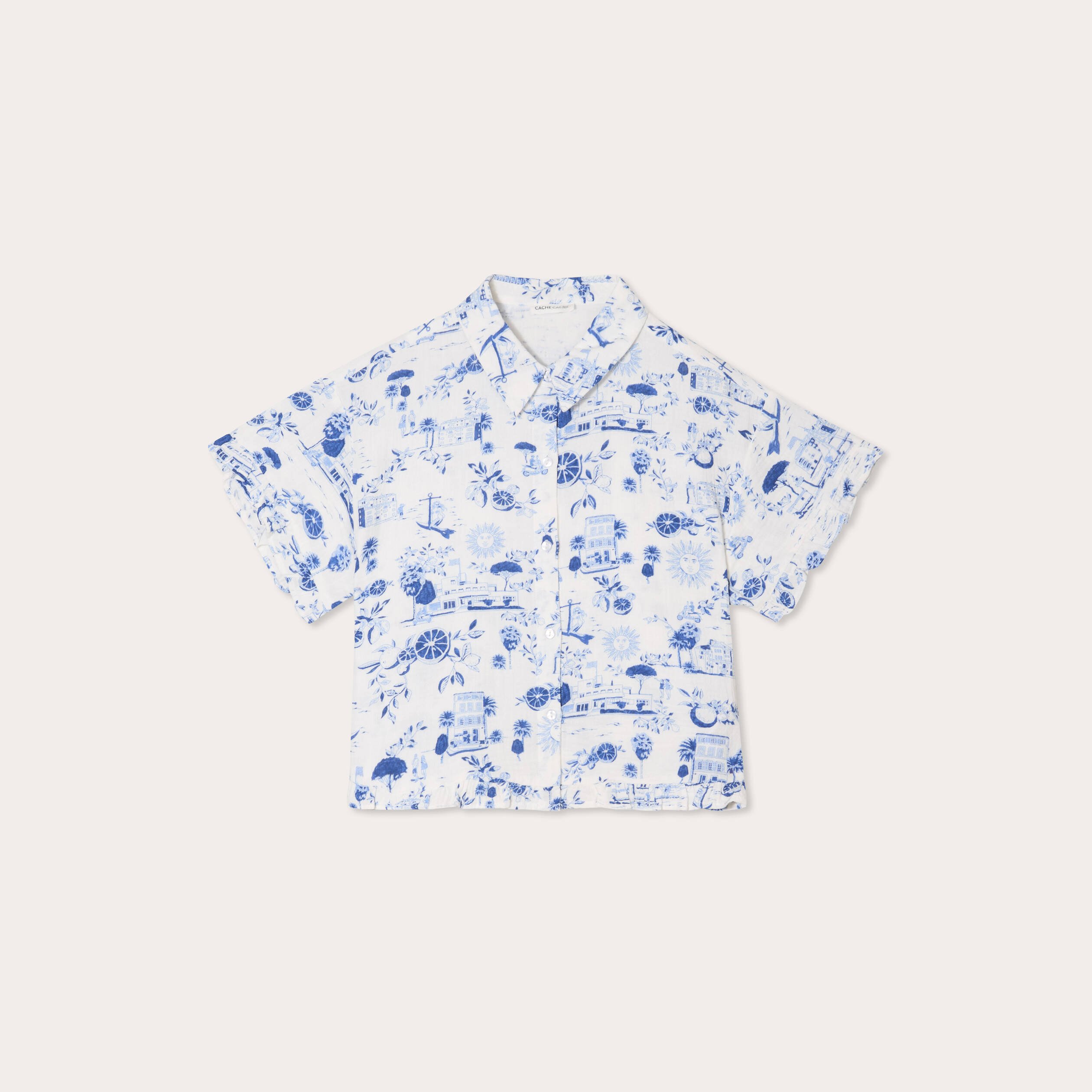 Chemise manches courtes bleu roi femme
