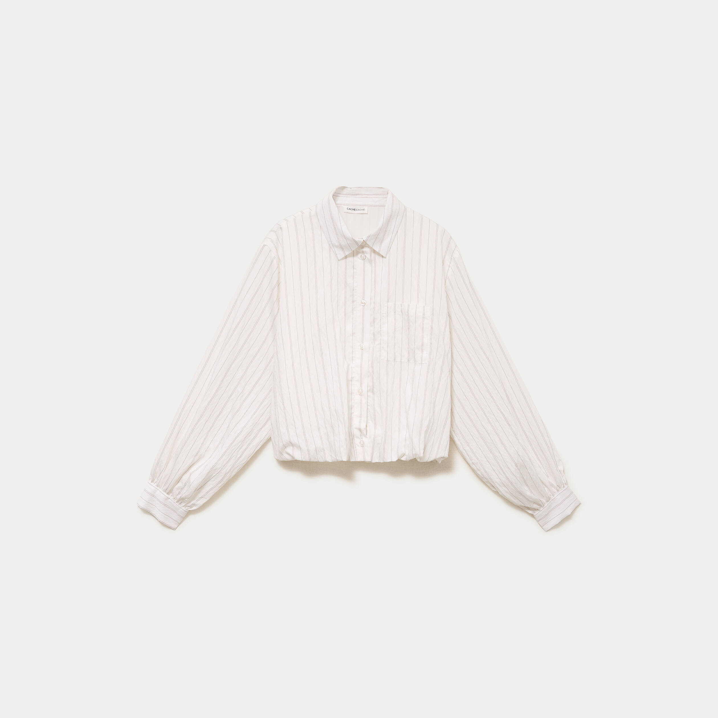 Chemise ample cropped effet boule blanc femme