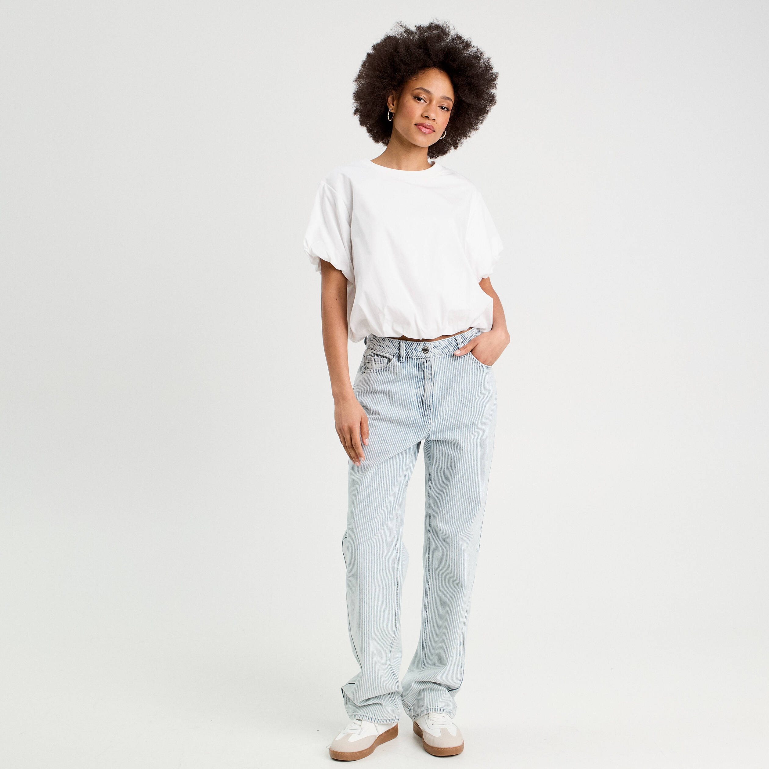 T-shirt effet boule blanc femme