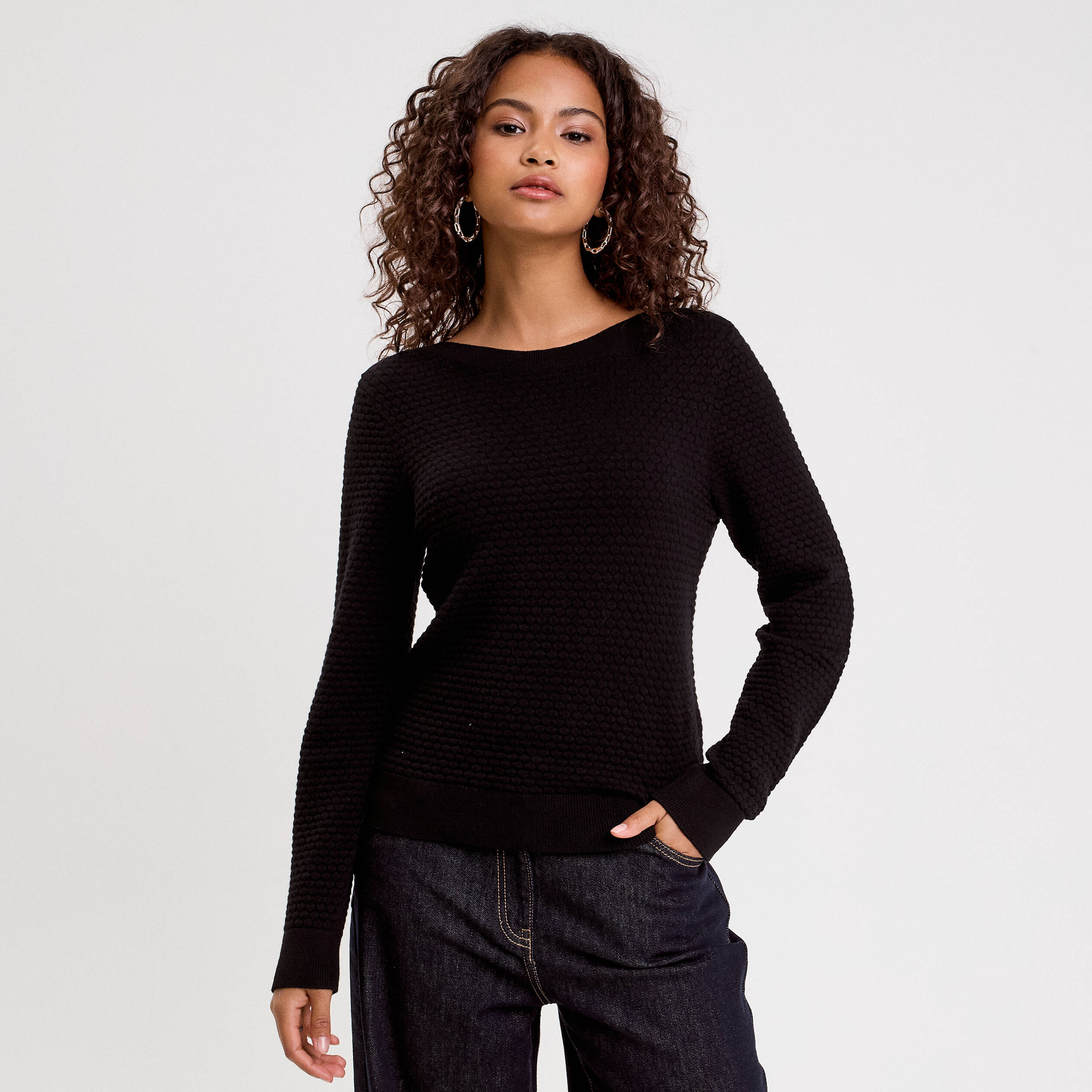 pull col bateau noir femme Pull col bateau noir femme