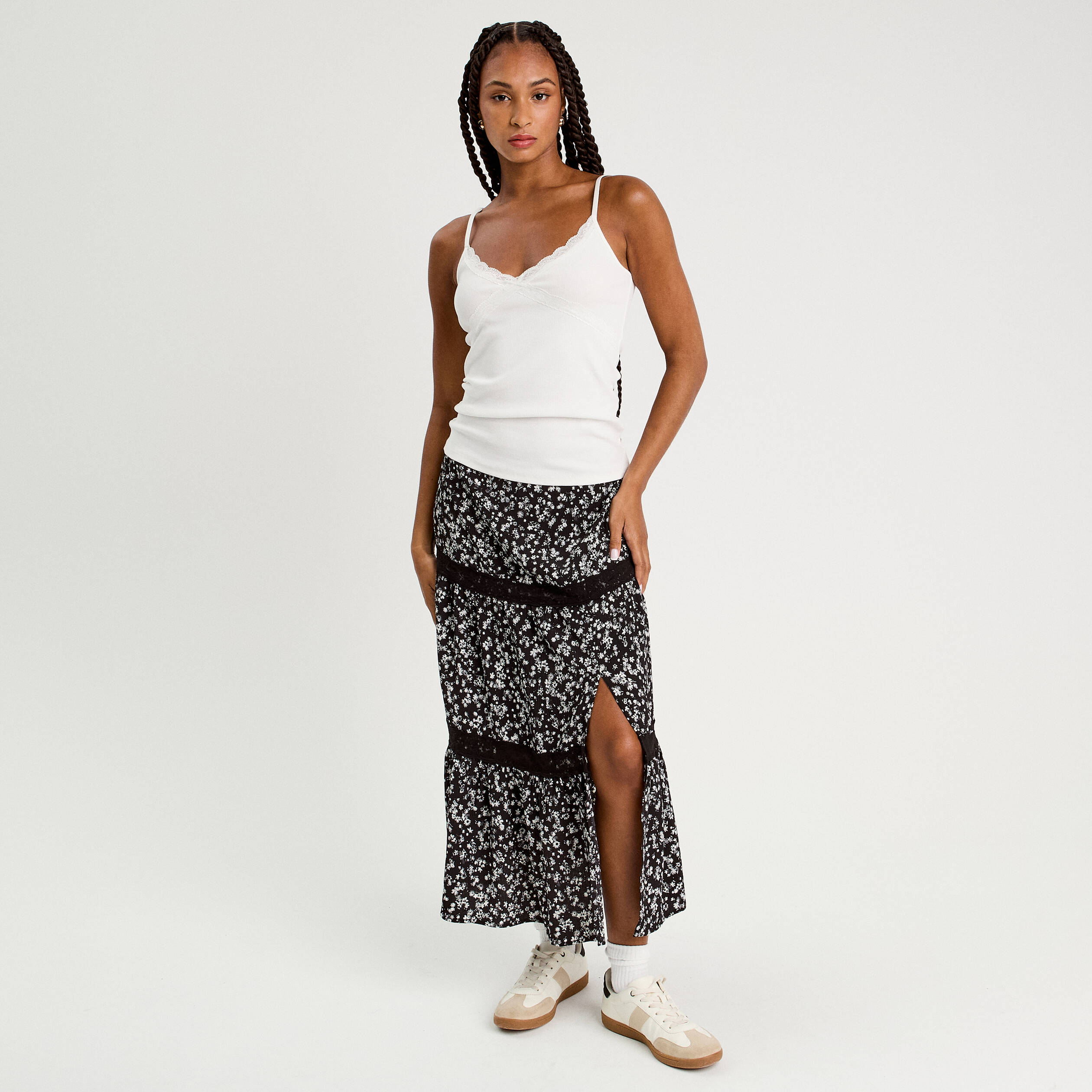 jupe longue evasee noir femme Jupe longue évasée noir femme