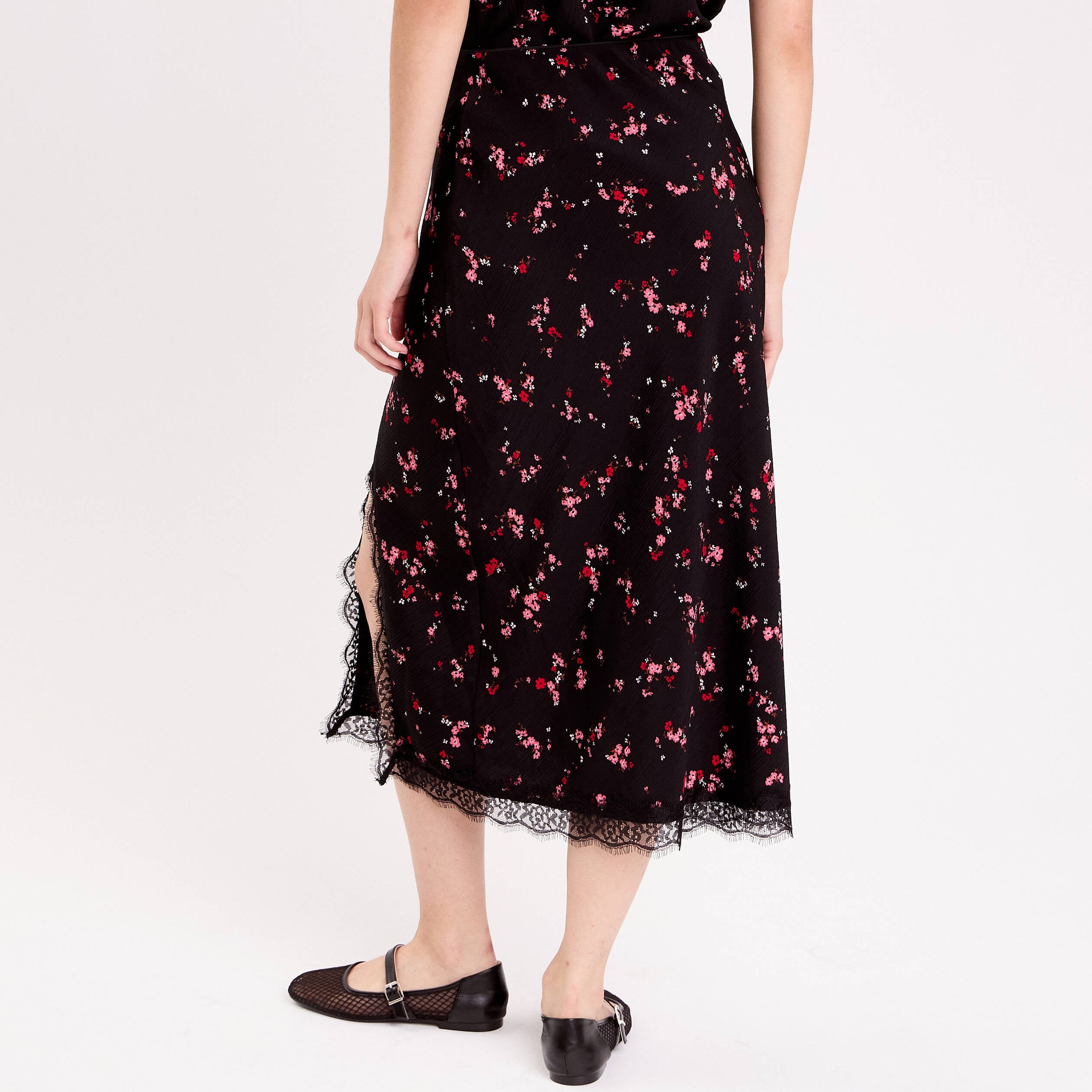 Jupe &eacute;vas&eacute;e 3/4 d&eacute;tail dentelle noir femme
