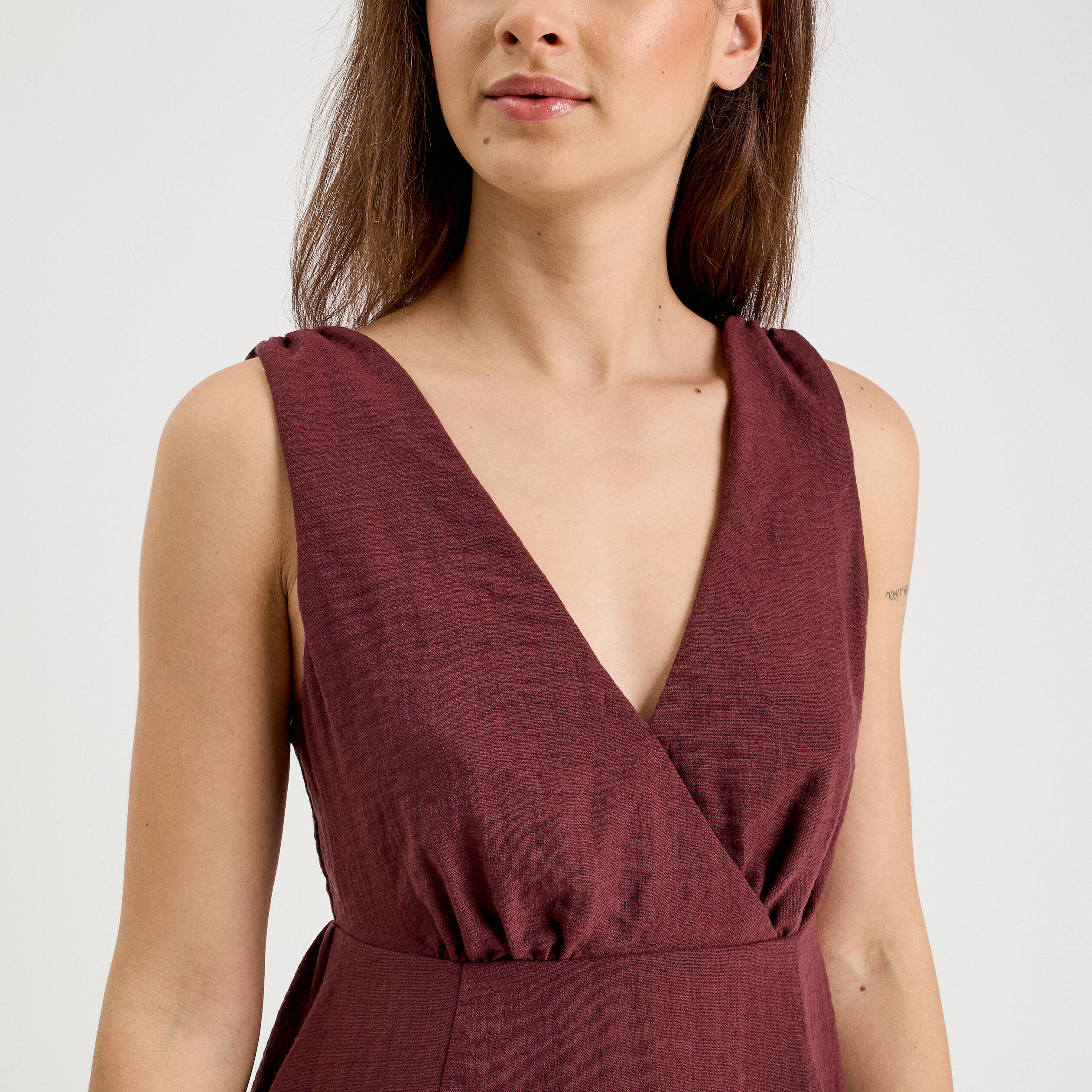 robe evasee sans manches prune femme Robe évasée sans manches prune femme