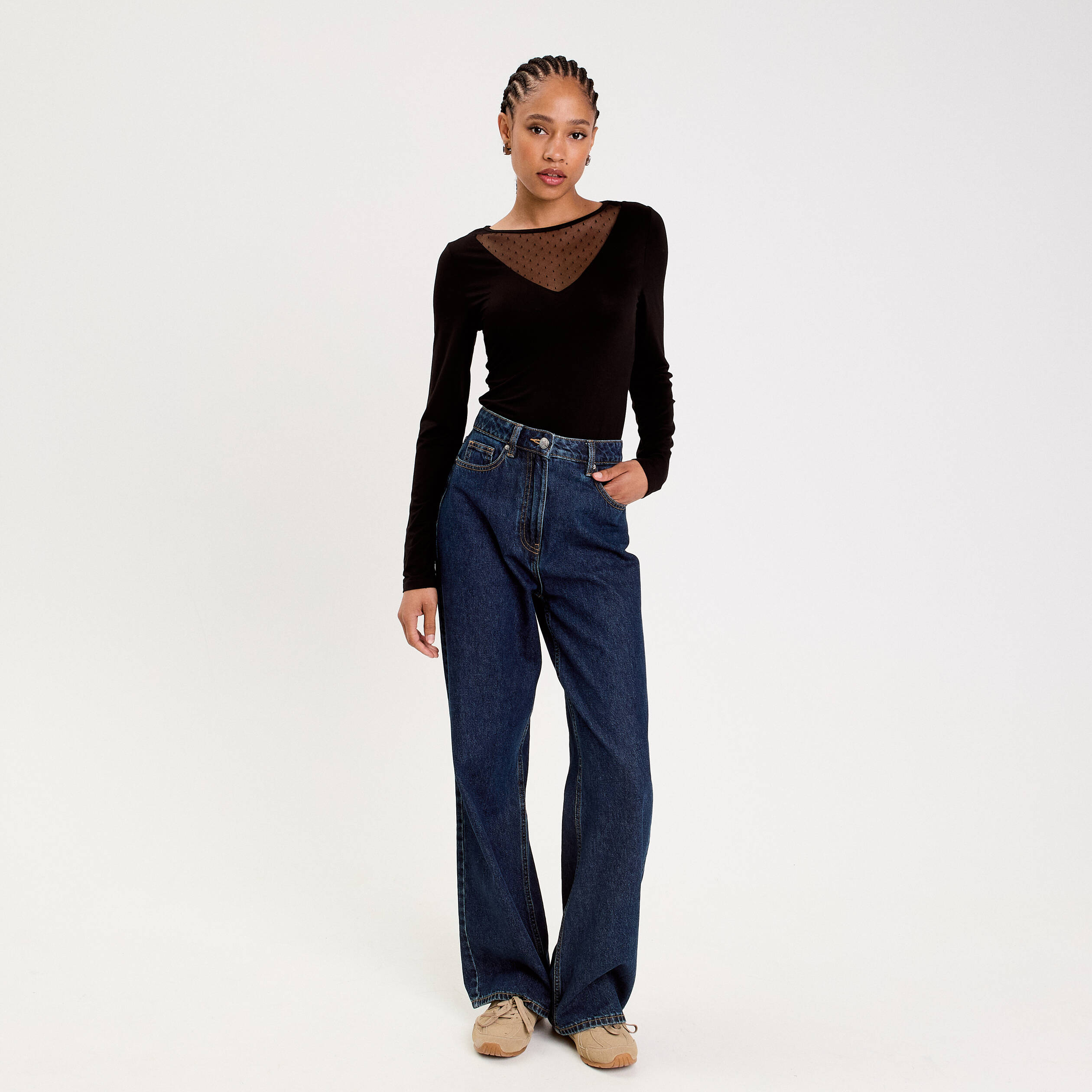 Body thermique col rond manches longues noir femme
