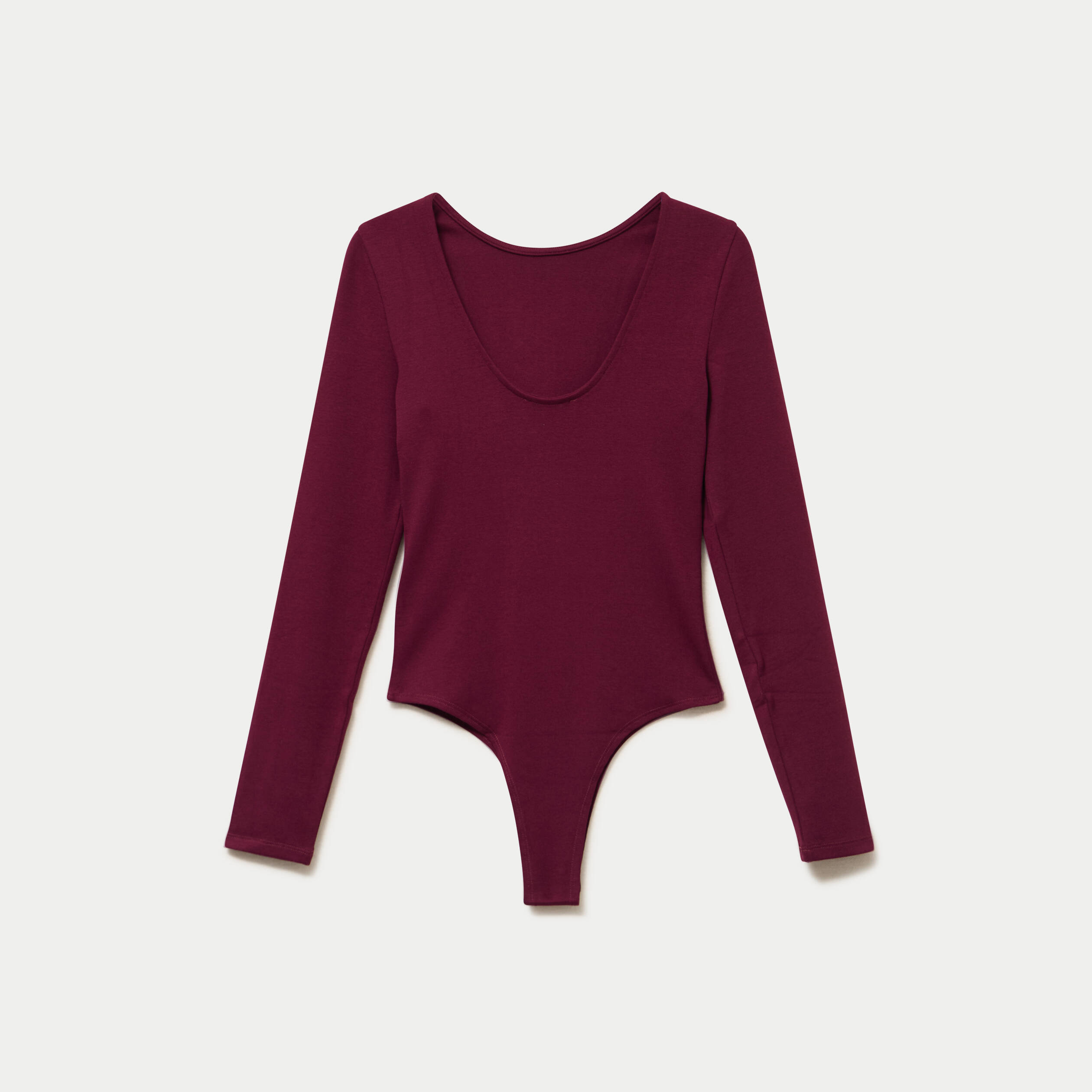 Body cintr&eacute; manches longues bateau bordeaux femme