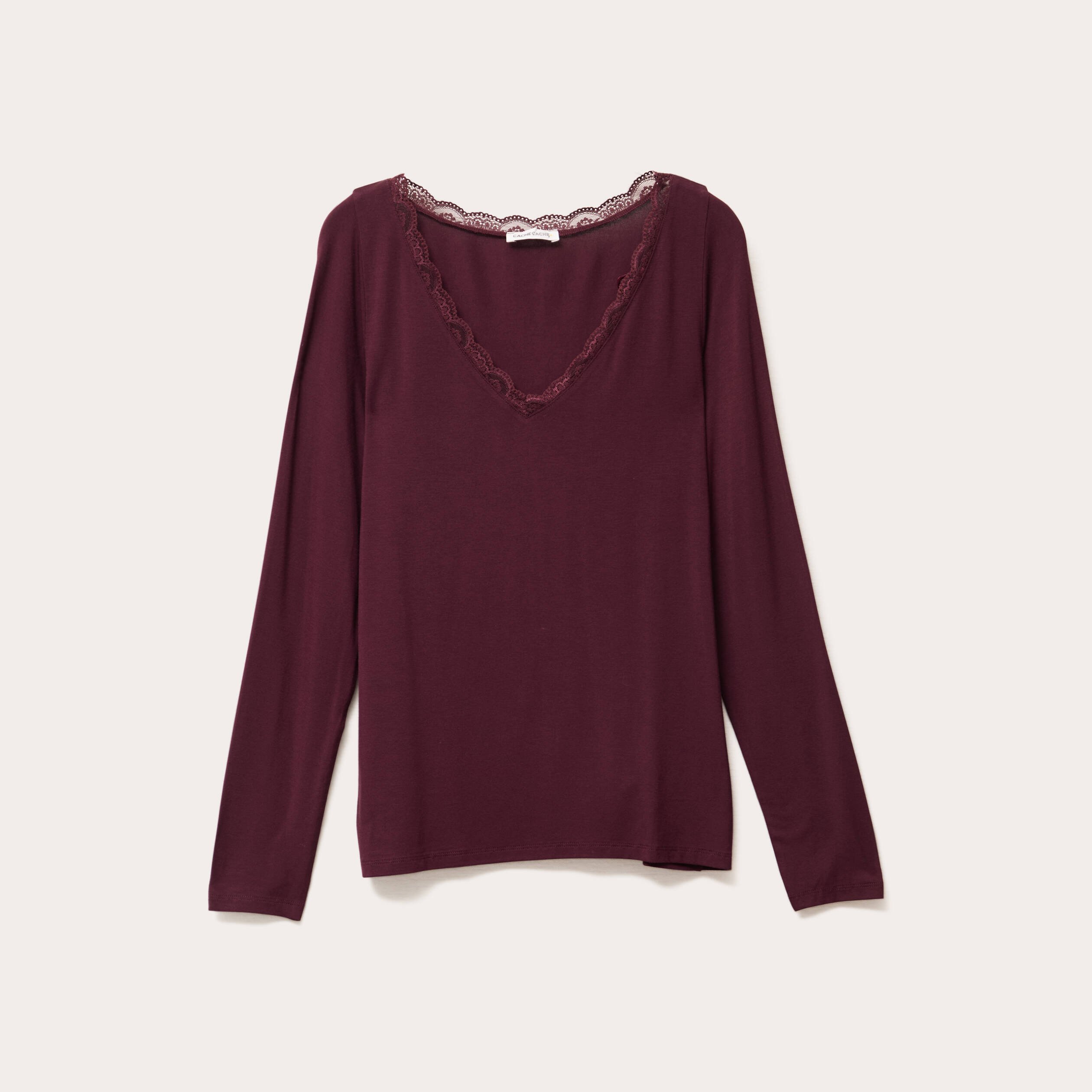 T-shirt manches longues violet foncé femme