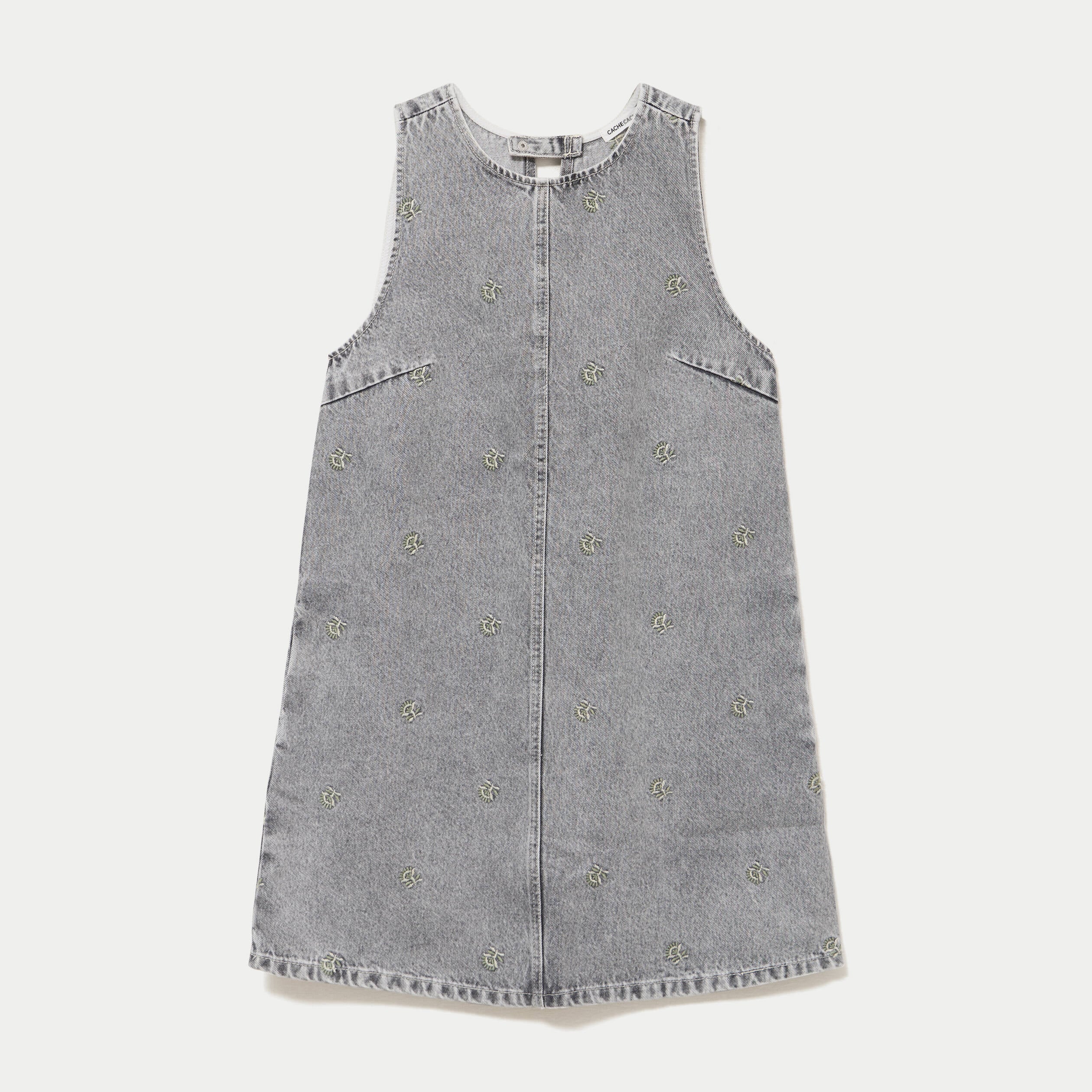 Robe courte &eacute;vas&eacute;e en jean sans manches denim gris femme