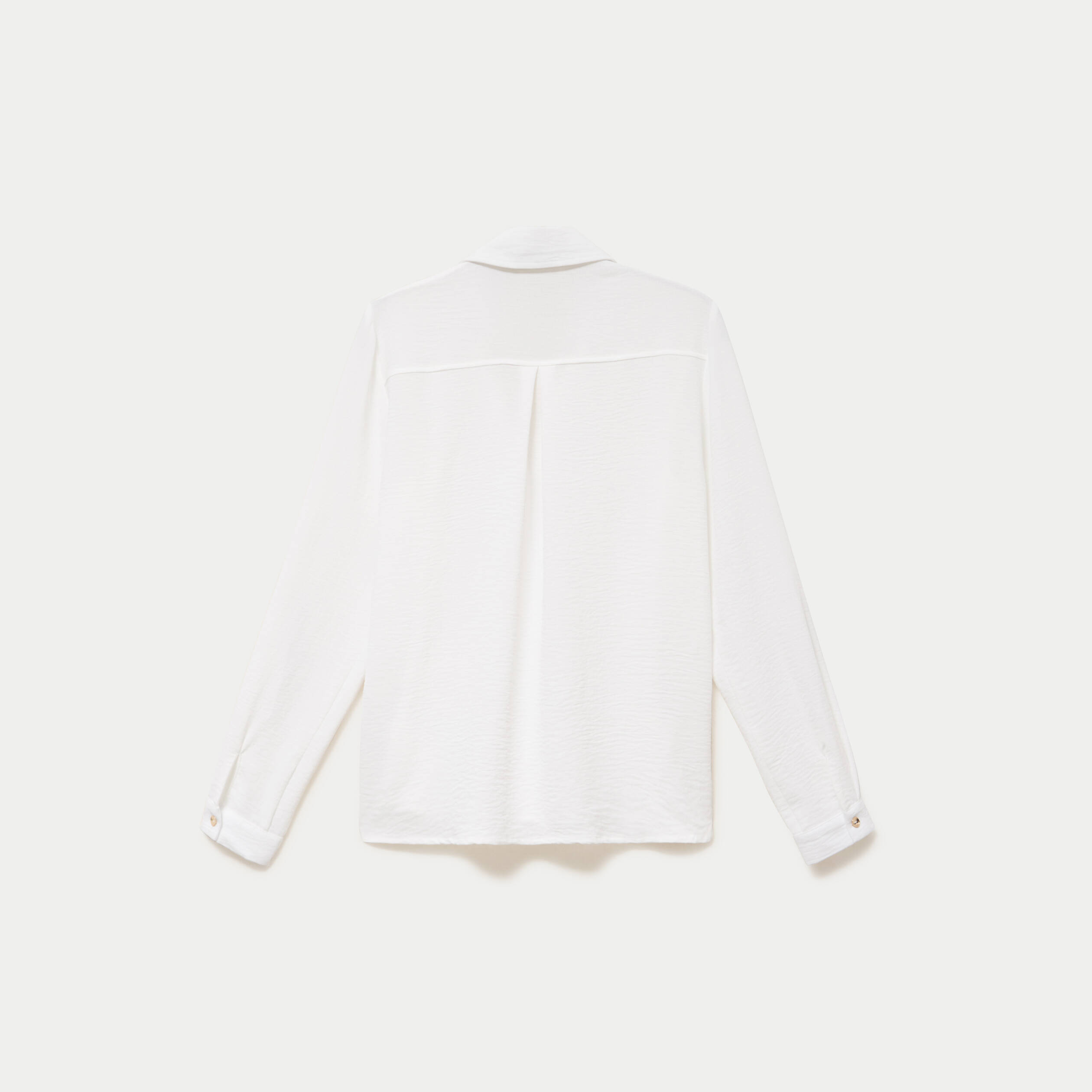 Chemise droite pliss&eacute;e manches longues ecru femme