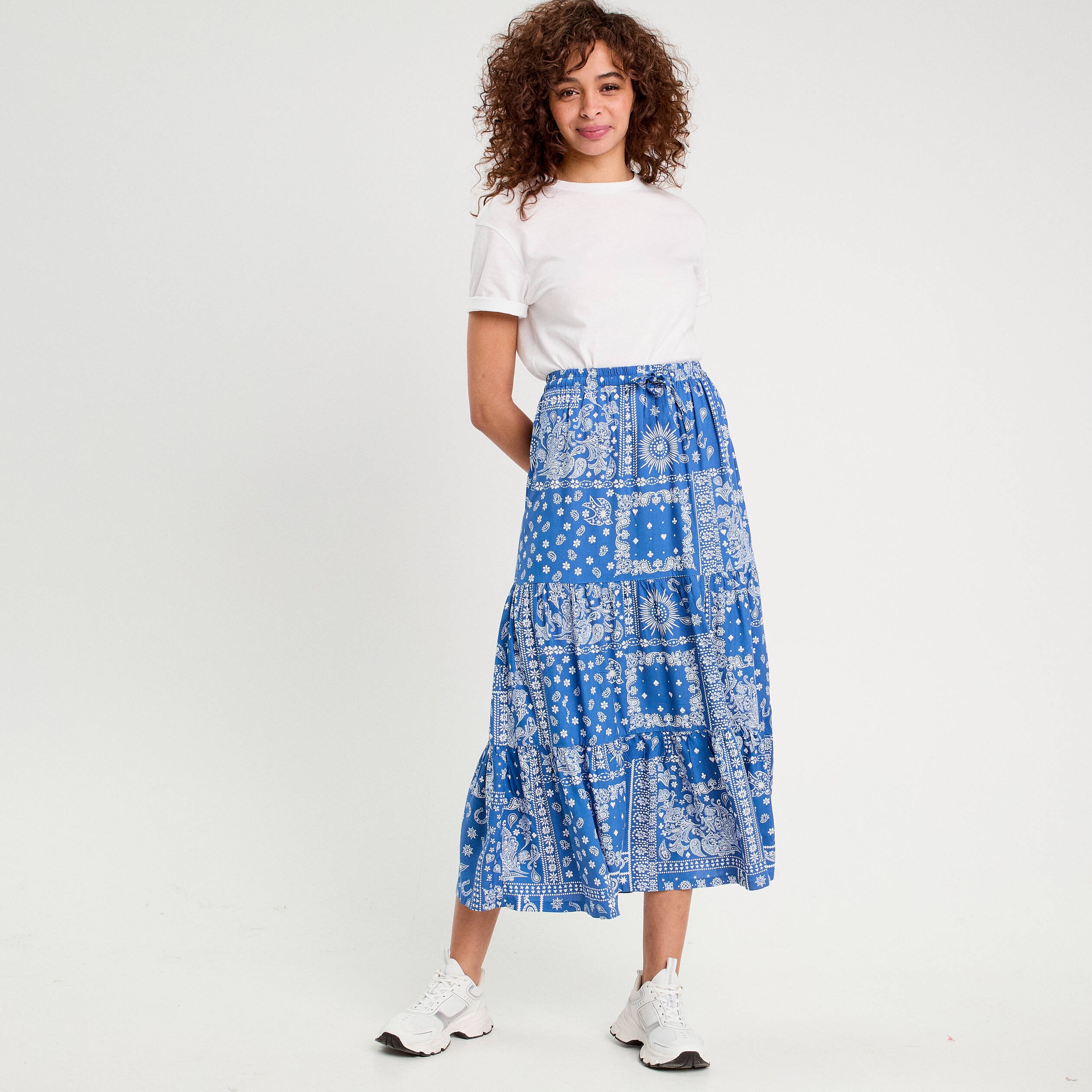 jupe longue fluide bleu femme Jupe longue fluide bleu femme