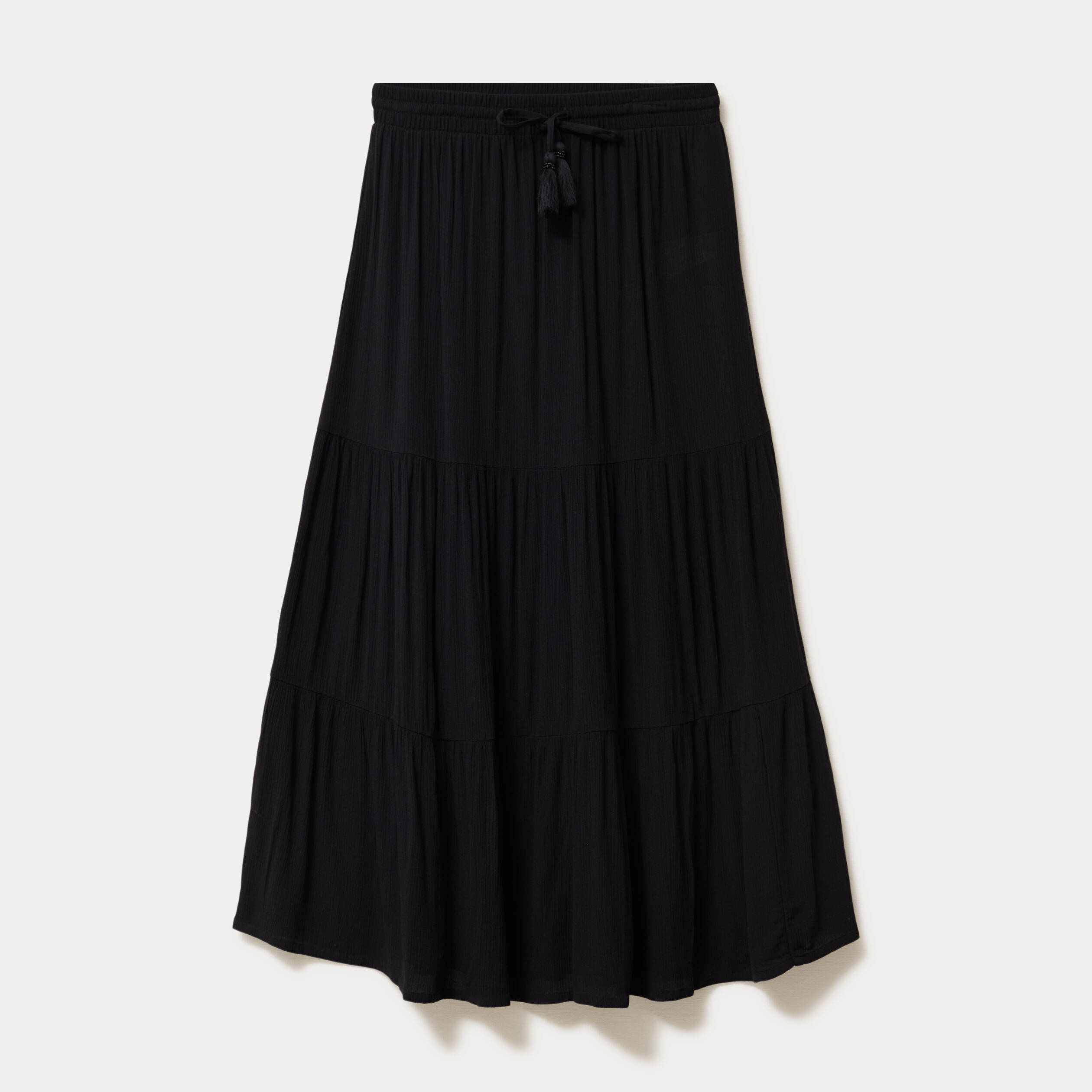 Jupe longue pliss&eacute;e &eacute;vas&eacute;e noir femme