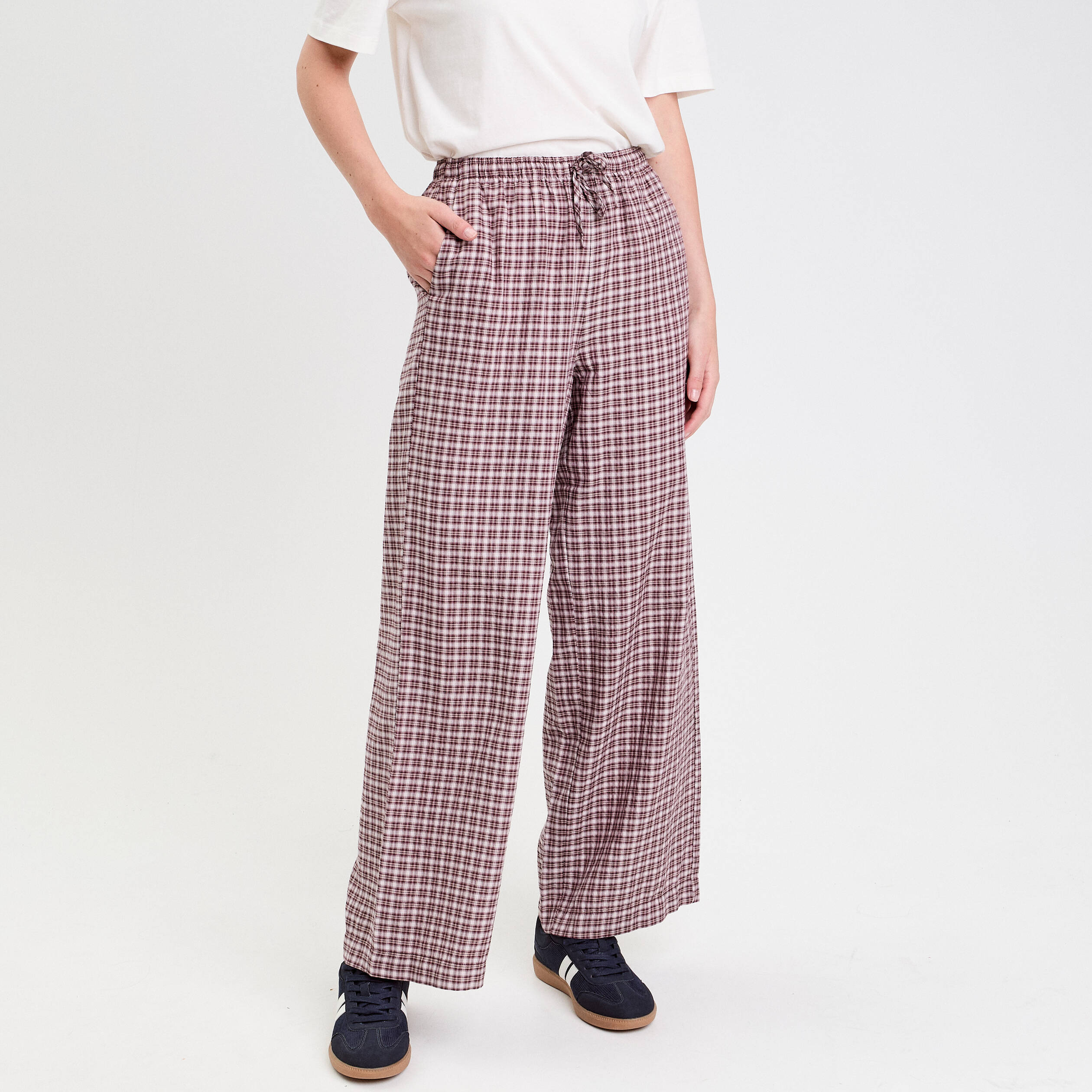 pantalon large taille standard blanc femme Pantalon large taille standard blanc femme
