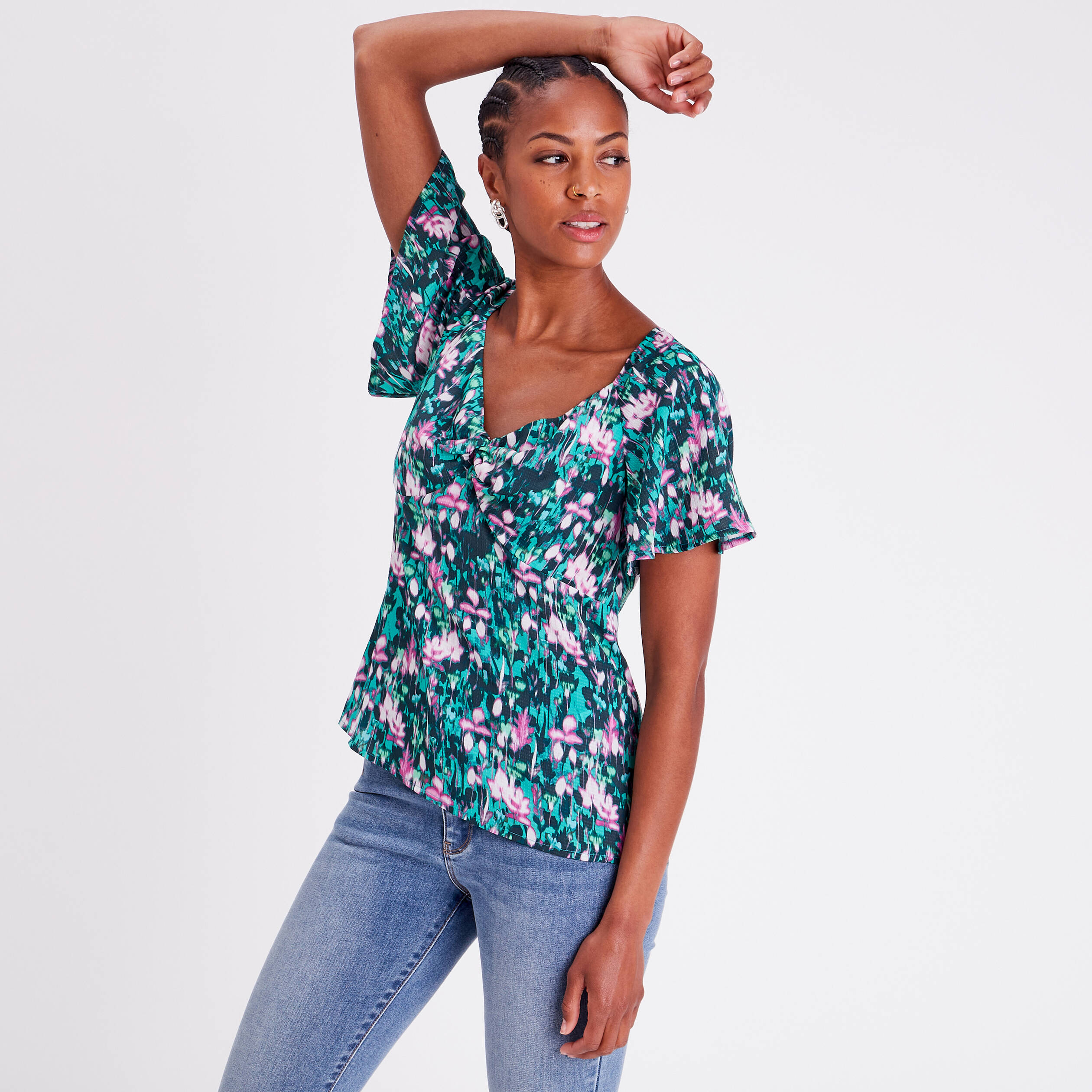 Blouse manches courtes vert femme Vibs