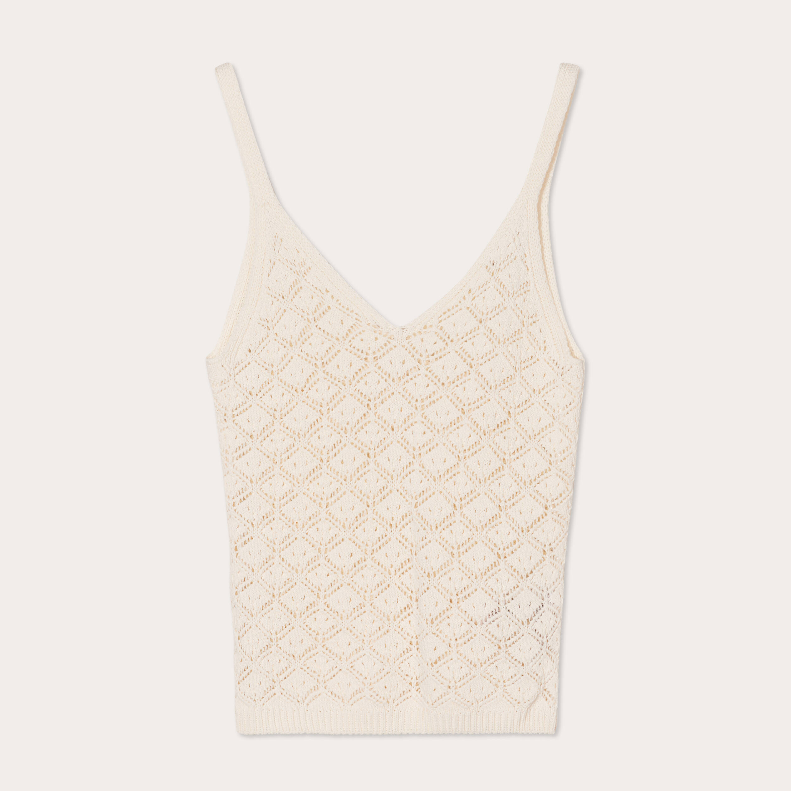 debardeur tricot ajoure ecru femme Débardeur tricot ajouré ecru femme