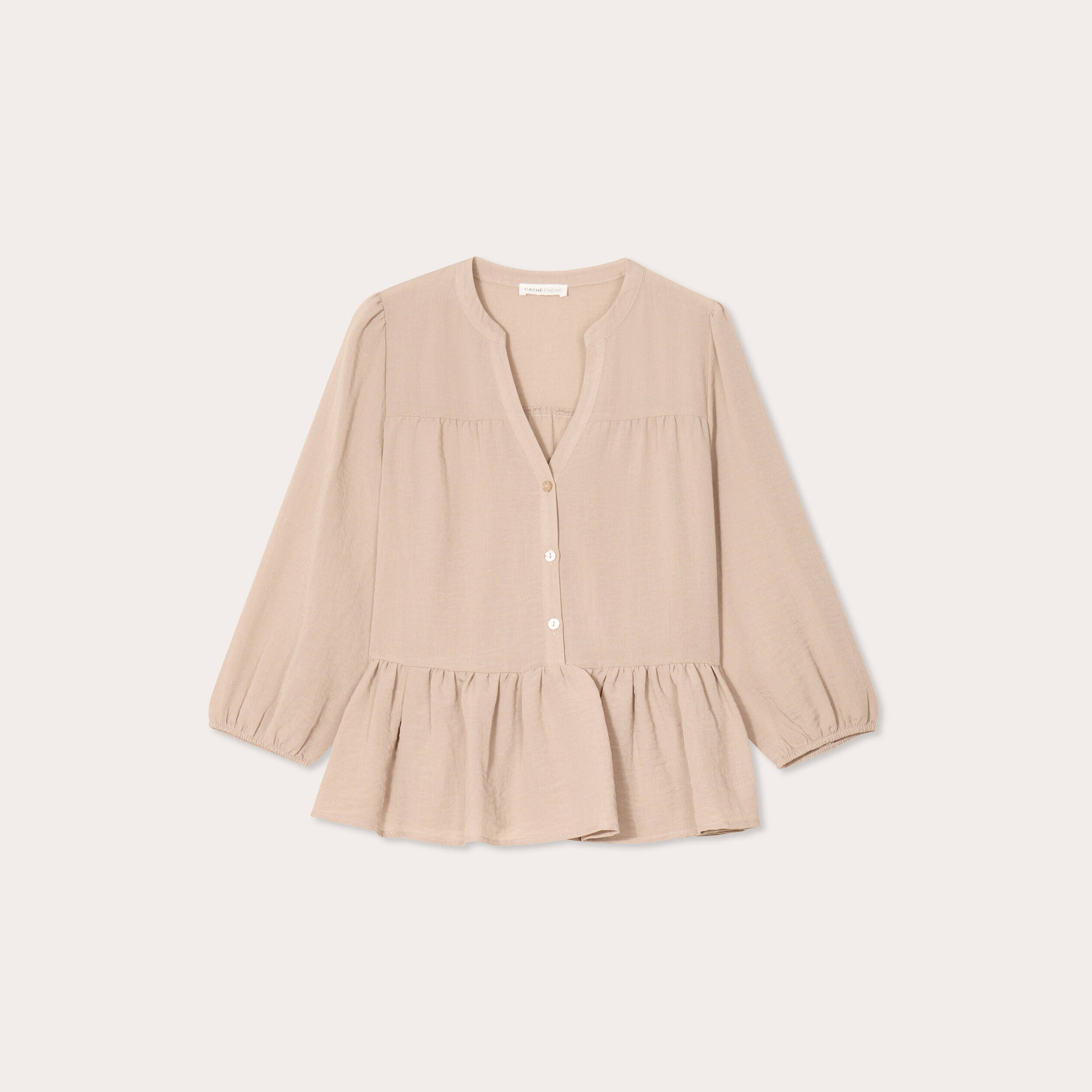 Blouse manches 3/4 beige femme