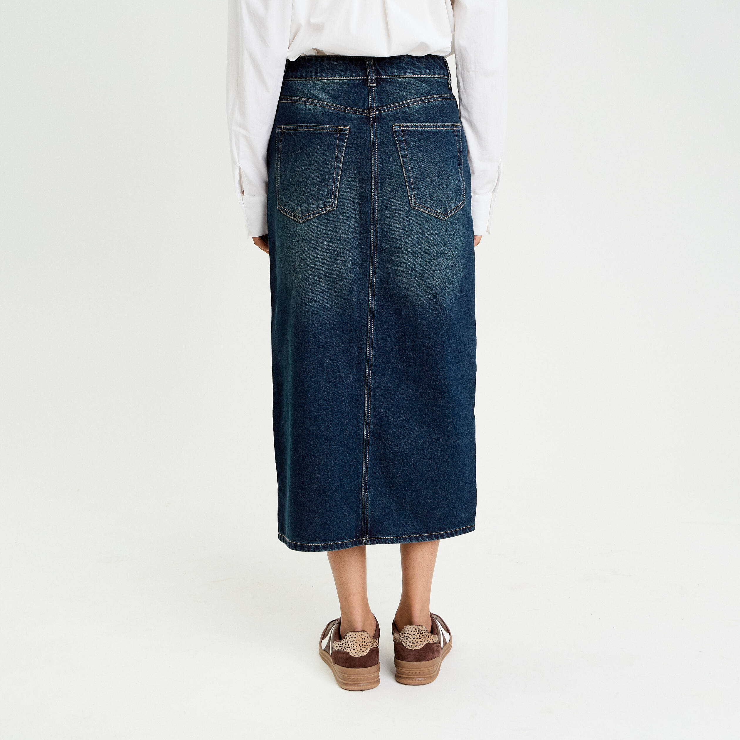 Jupe crayon taille standard bleu fonc&eacute; femme