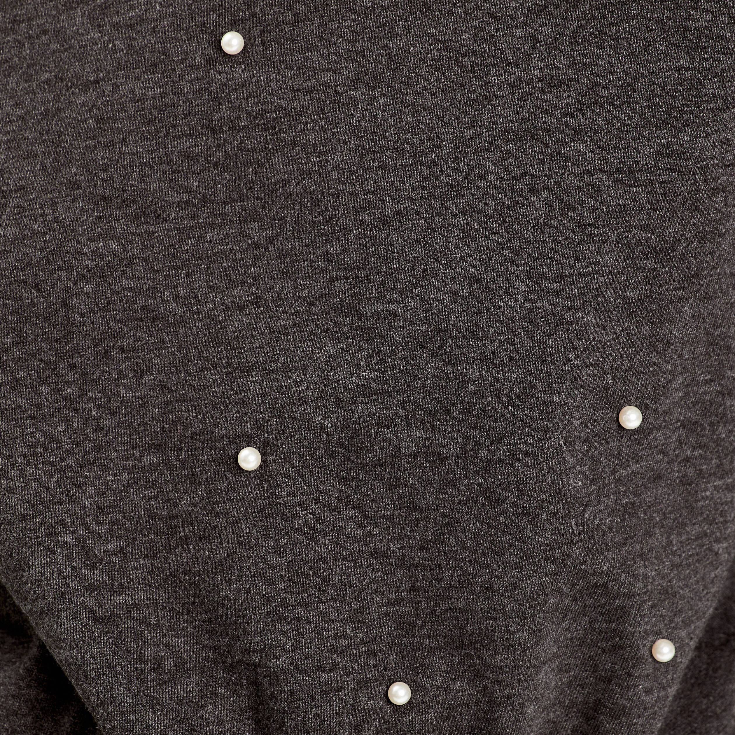 Sweat oversize avec perles gris fonc&eacute; femme