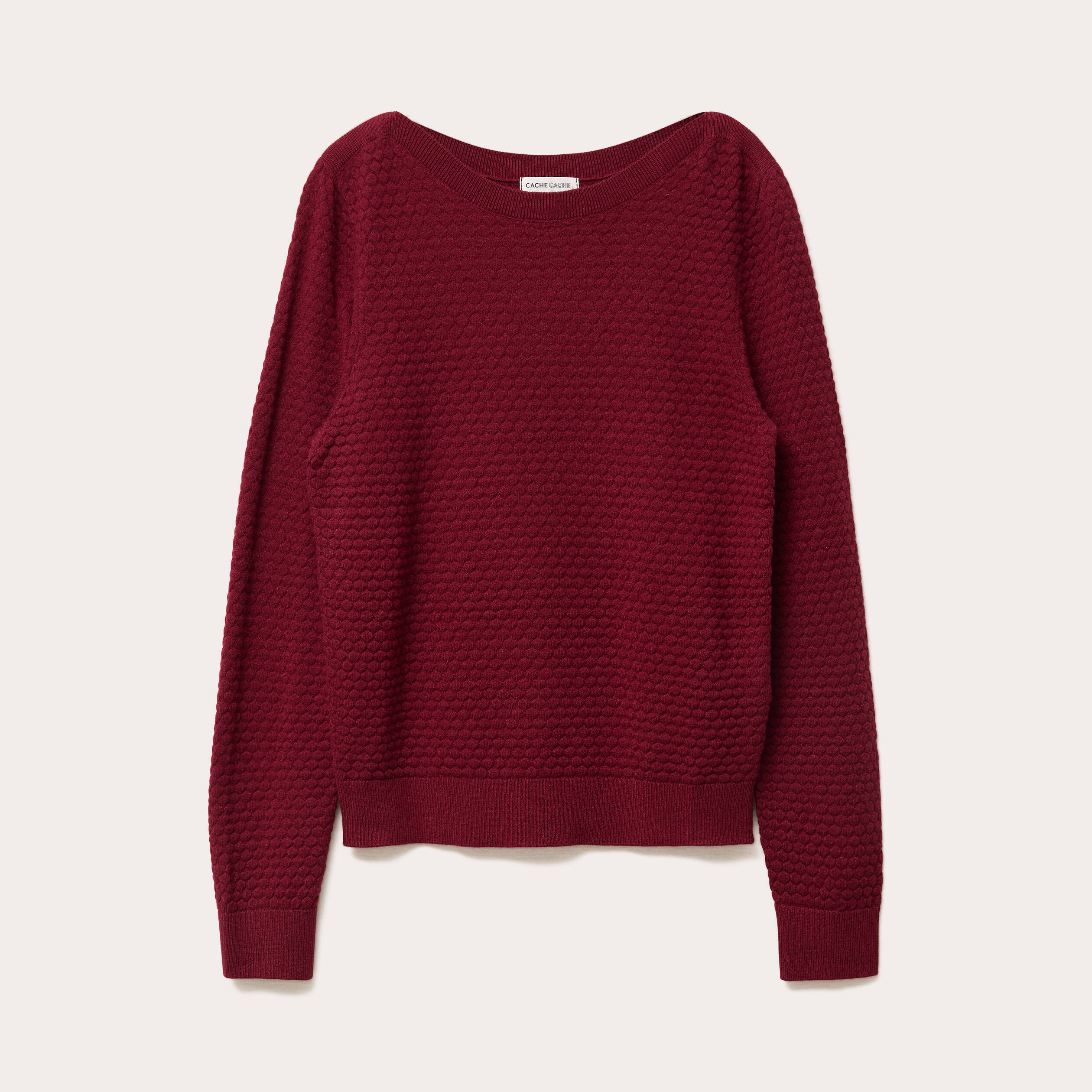 pull col bateau rouge fonce femme Pull col bateau rouge foncé femme