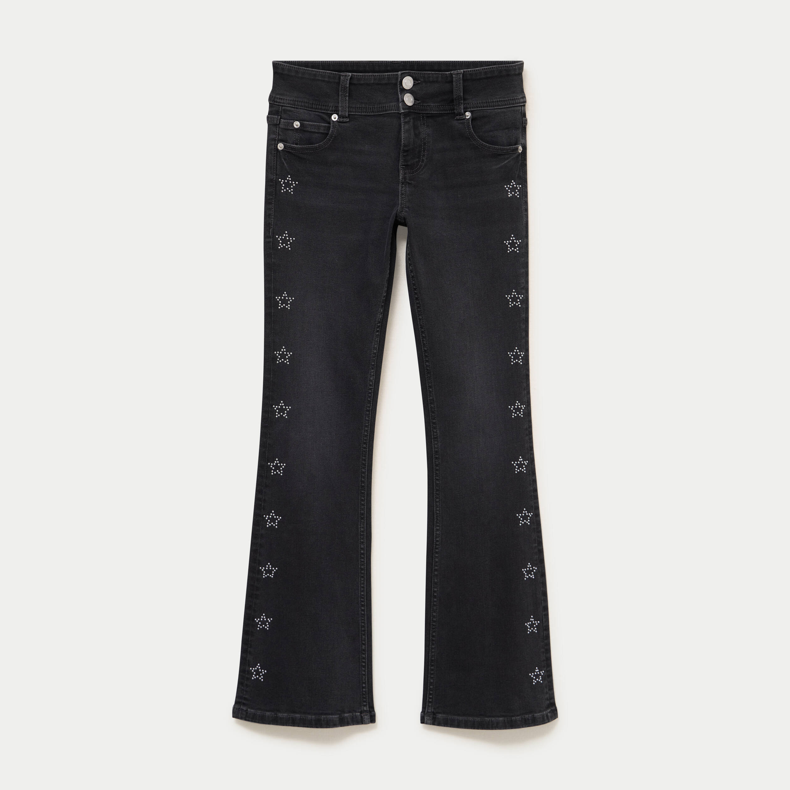 Jean bootcut taille basse denim noir femme