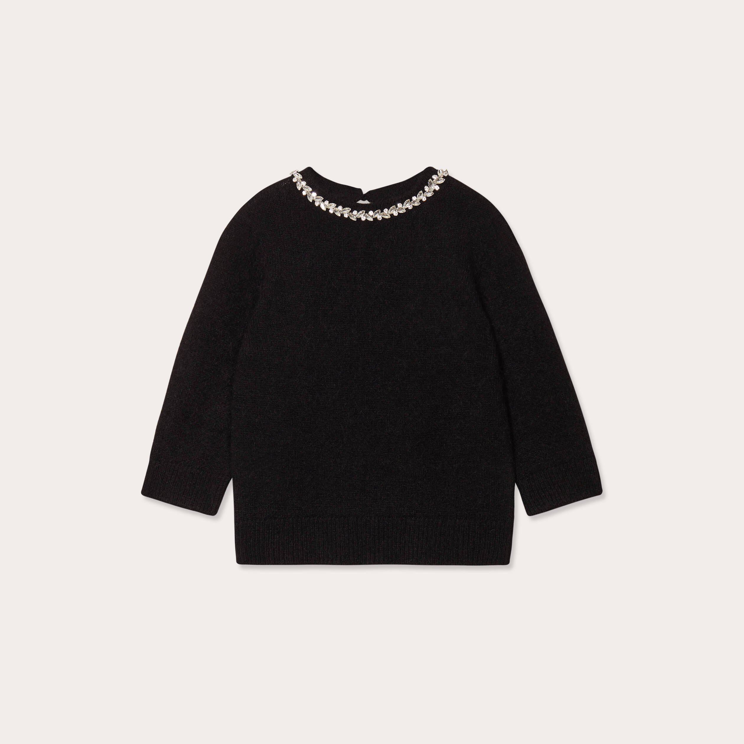 Sweater Pull Noir Femme Court Pull Manches Courtes Noir Femme