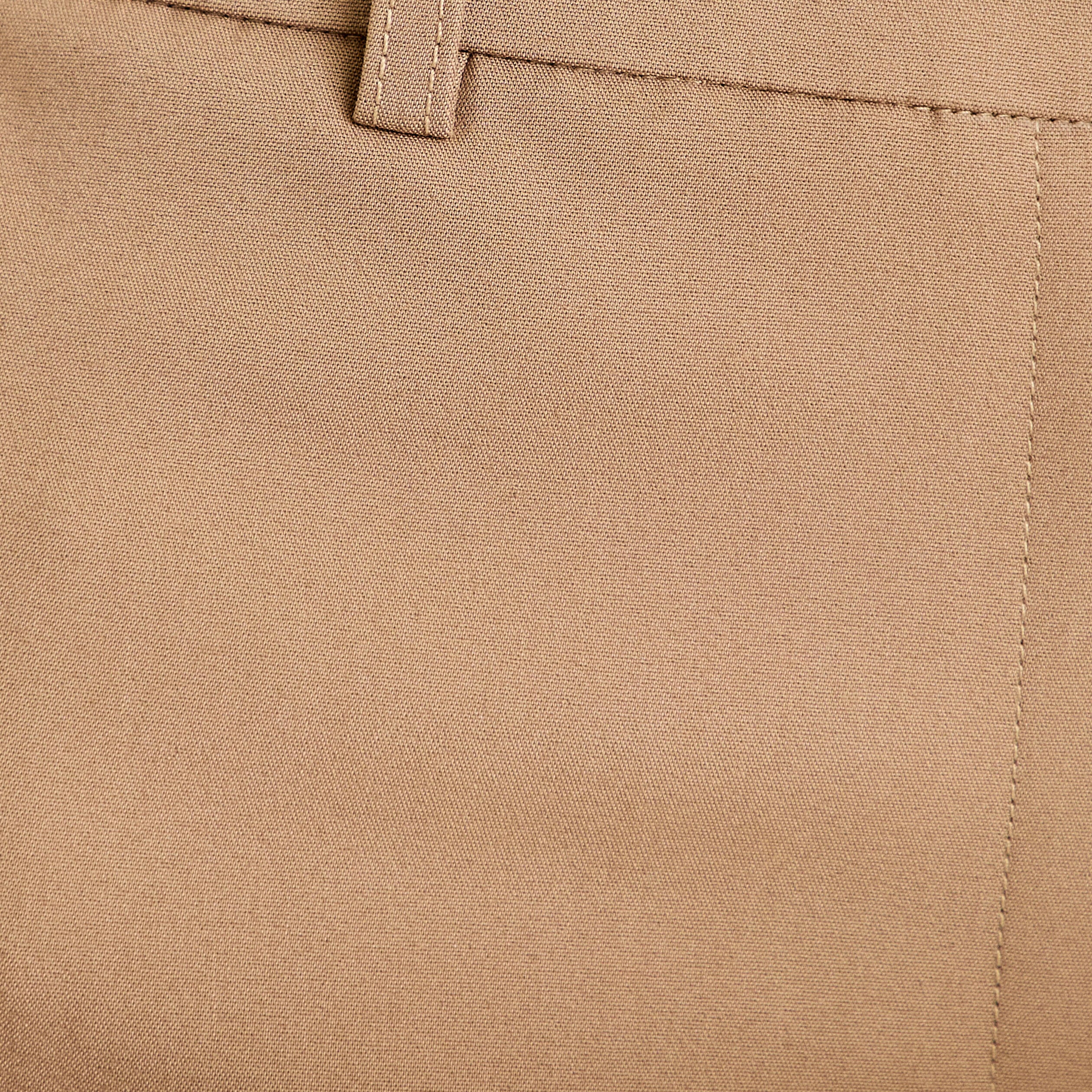 Pantalon cigarette ceintur&eacute; beige femme