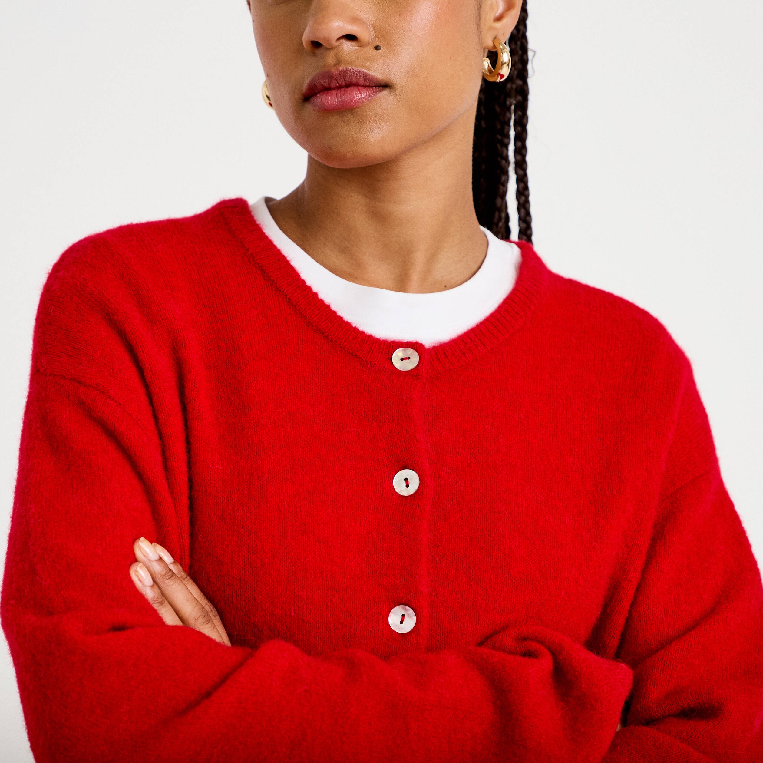 Gilet manches longues rouge femme