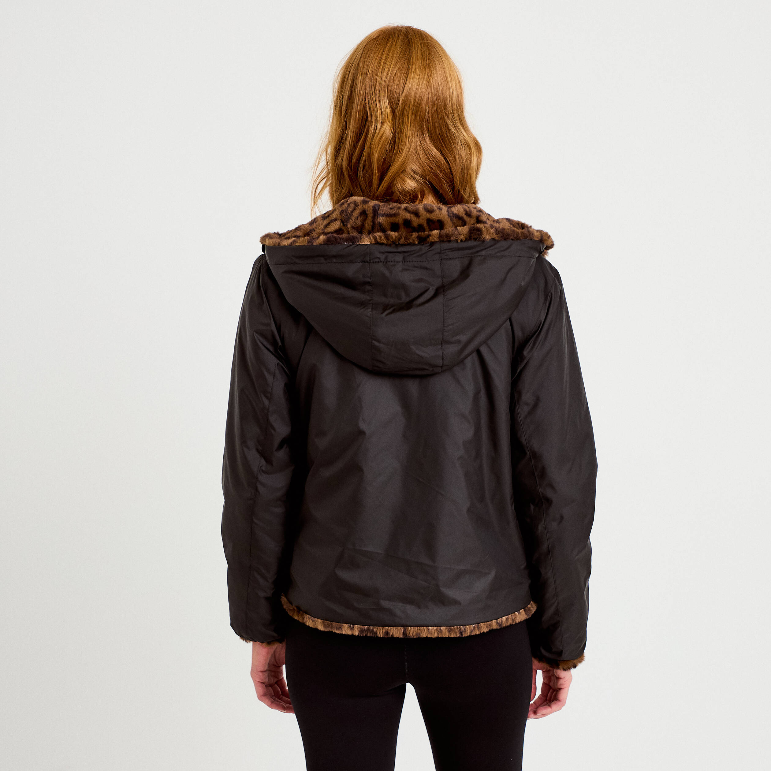 Parka r&eacute;versible &agrave; capuche noir femme