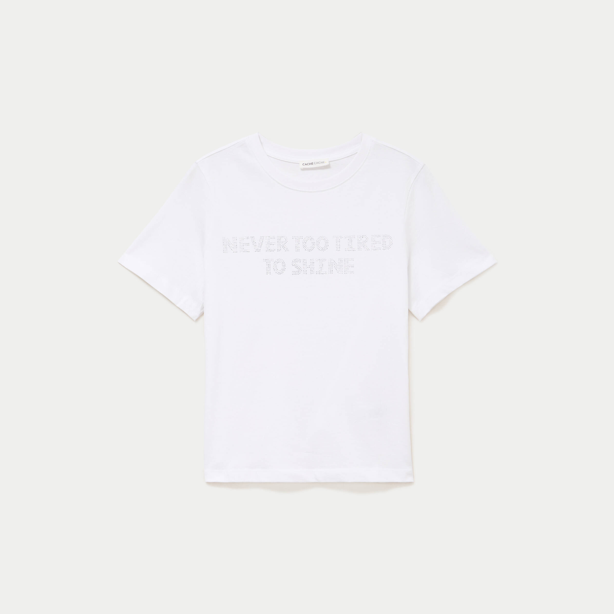 T-shirt col rond manches courtes blanc femme