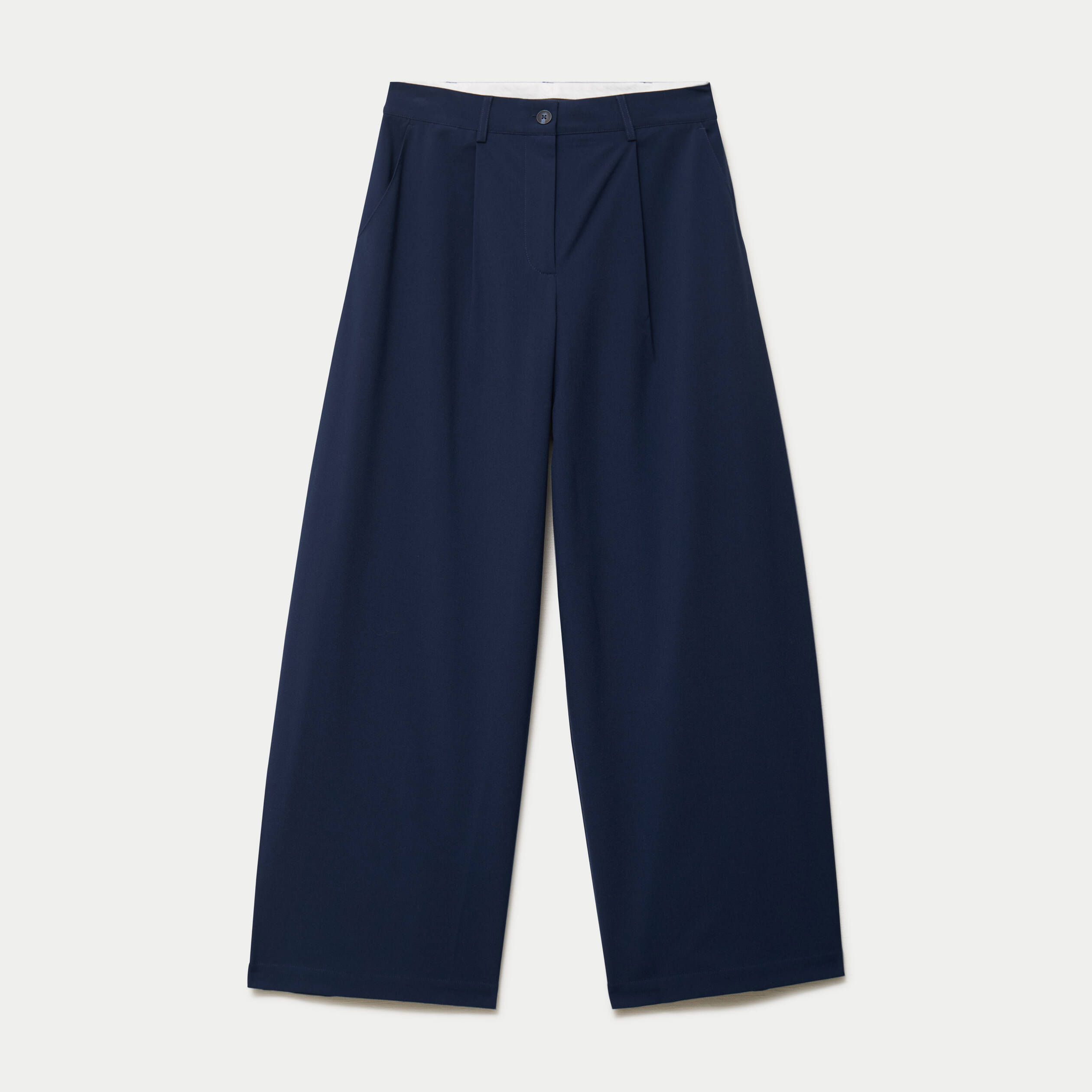 Pantalon barrel taille standard bleu marine femme