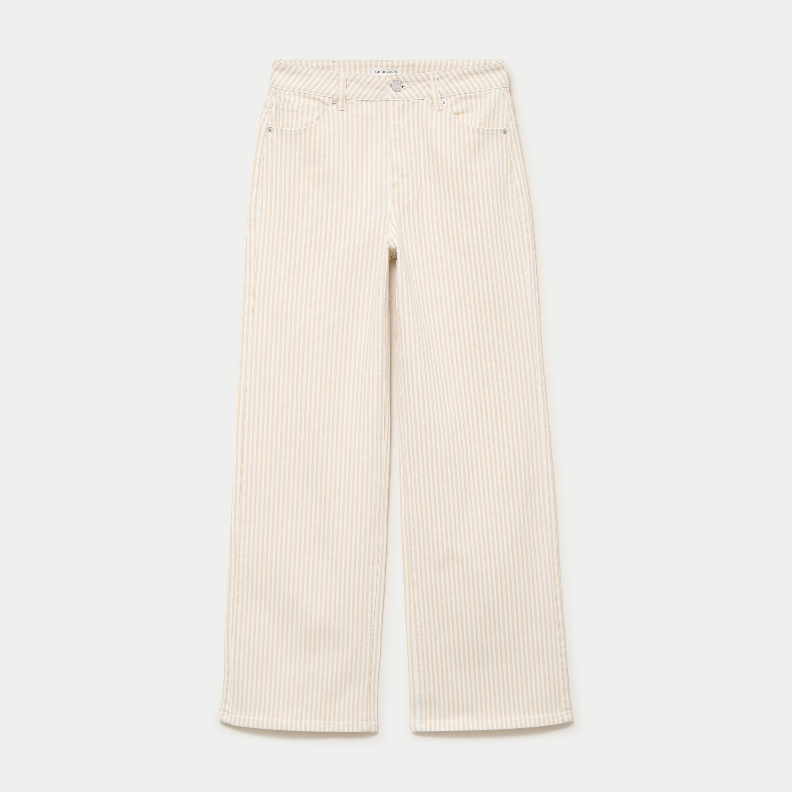 Jean bootcut taille haute beige femme