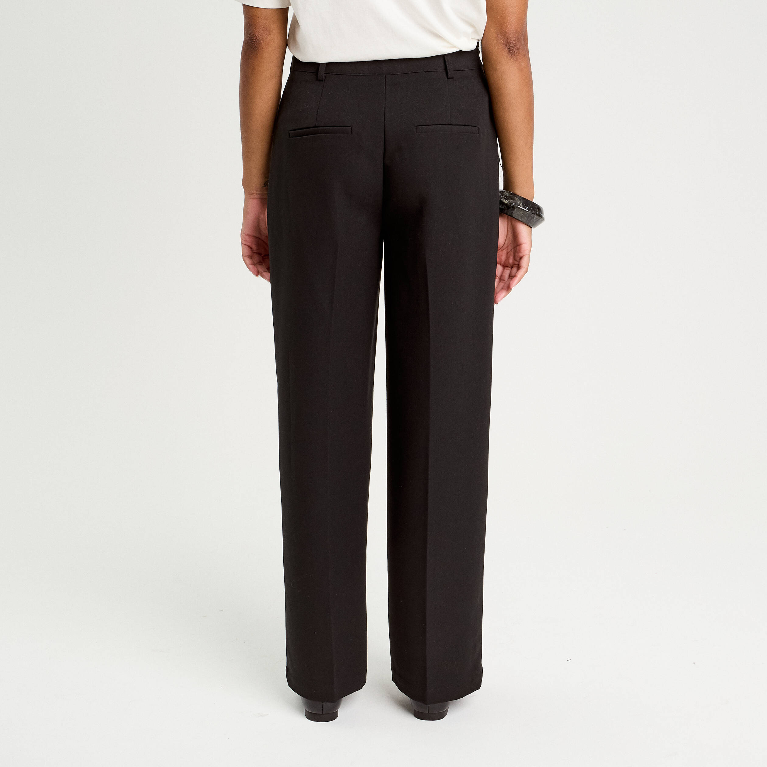 Pantalon bootcut taille haute noir femme