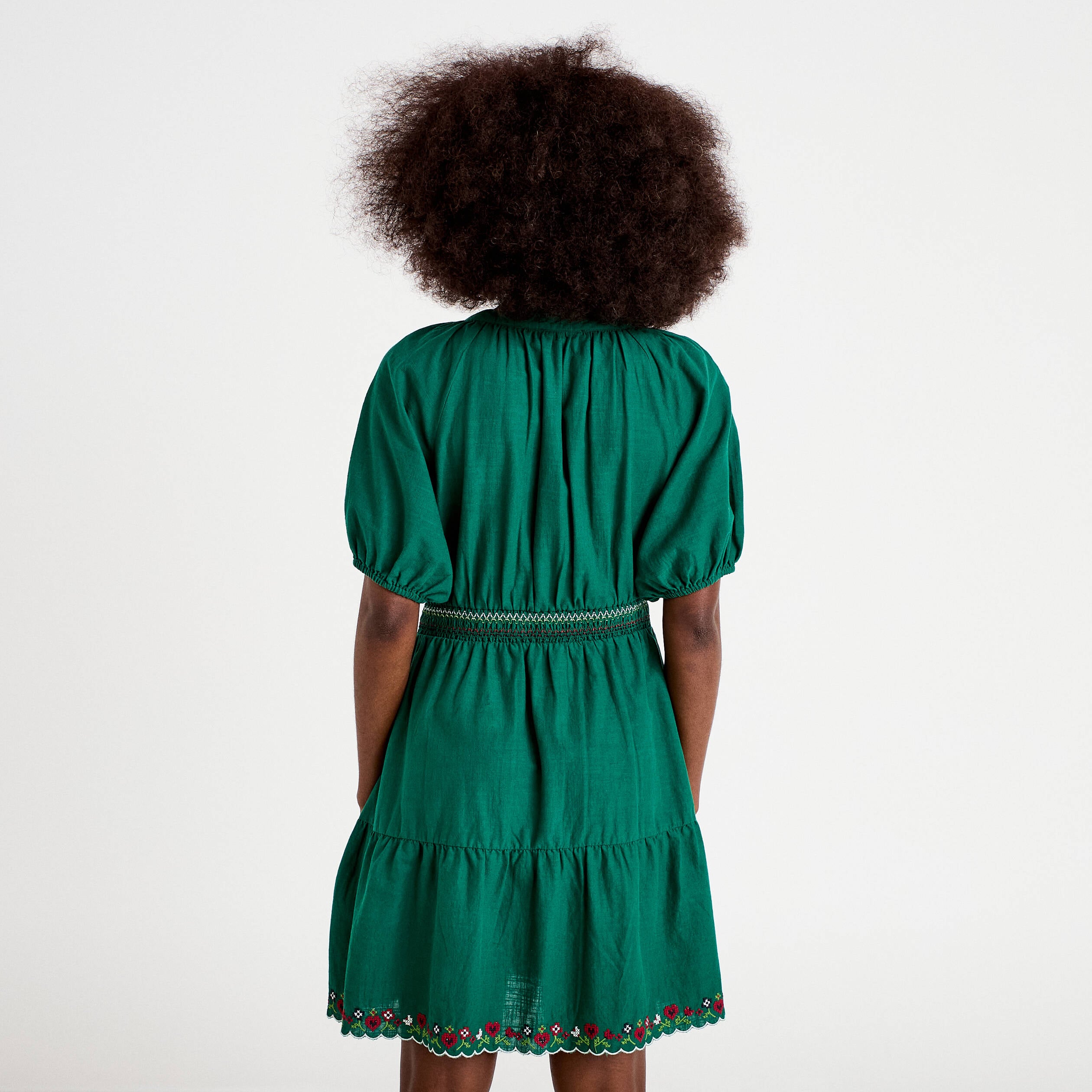 Robe courte &eacute;vas&eacute;e col am&eacute;ricain vert fonc&eacute; femme
