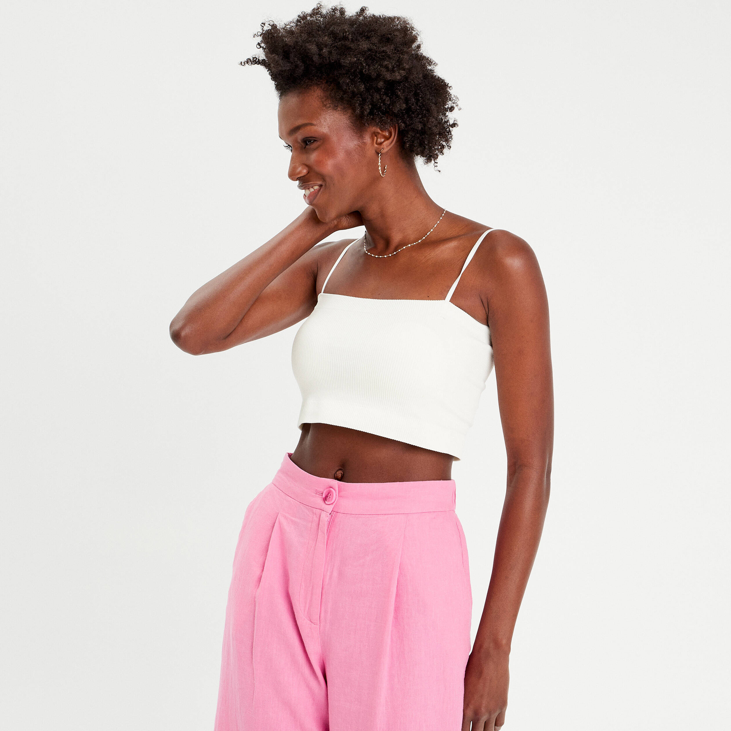 Brassi&egrave;re cropped c&ocirc;tel&eacute;e ecru femme