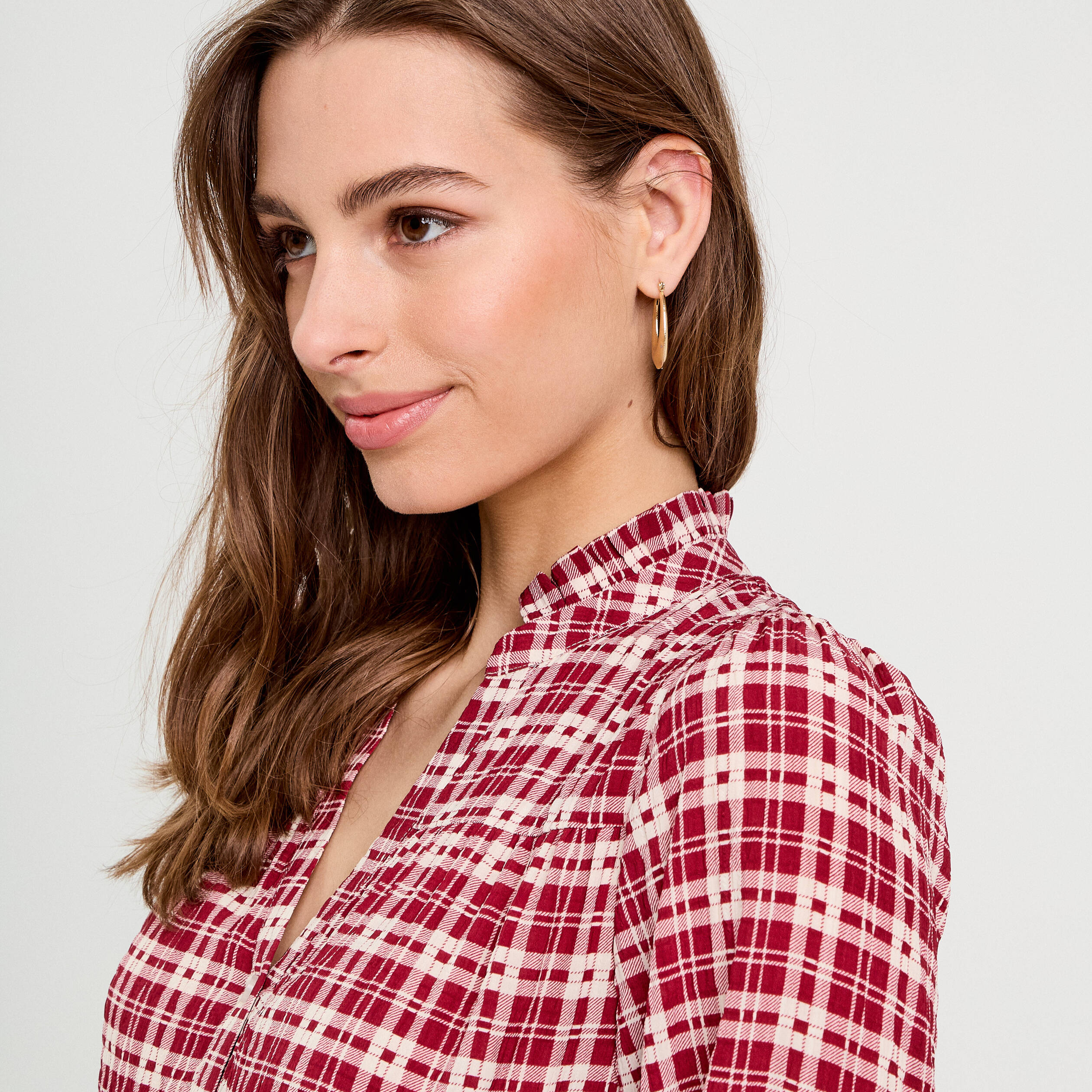 blouse manches 34 bordeaux femme Blouse manches 3/4 bordeaux femme