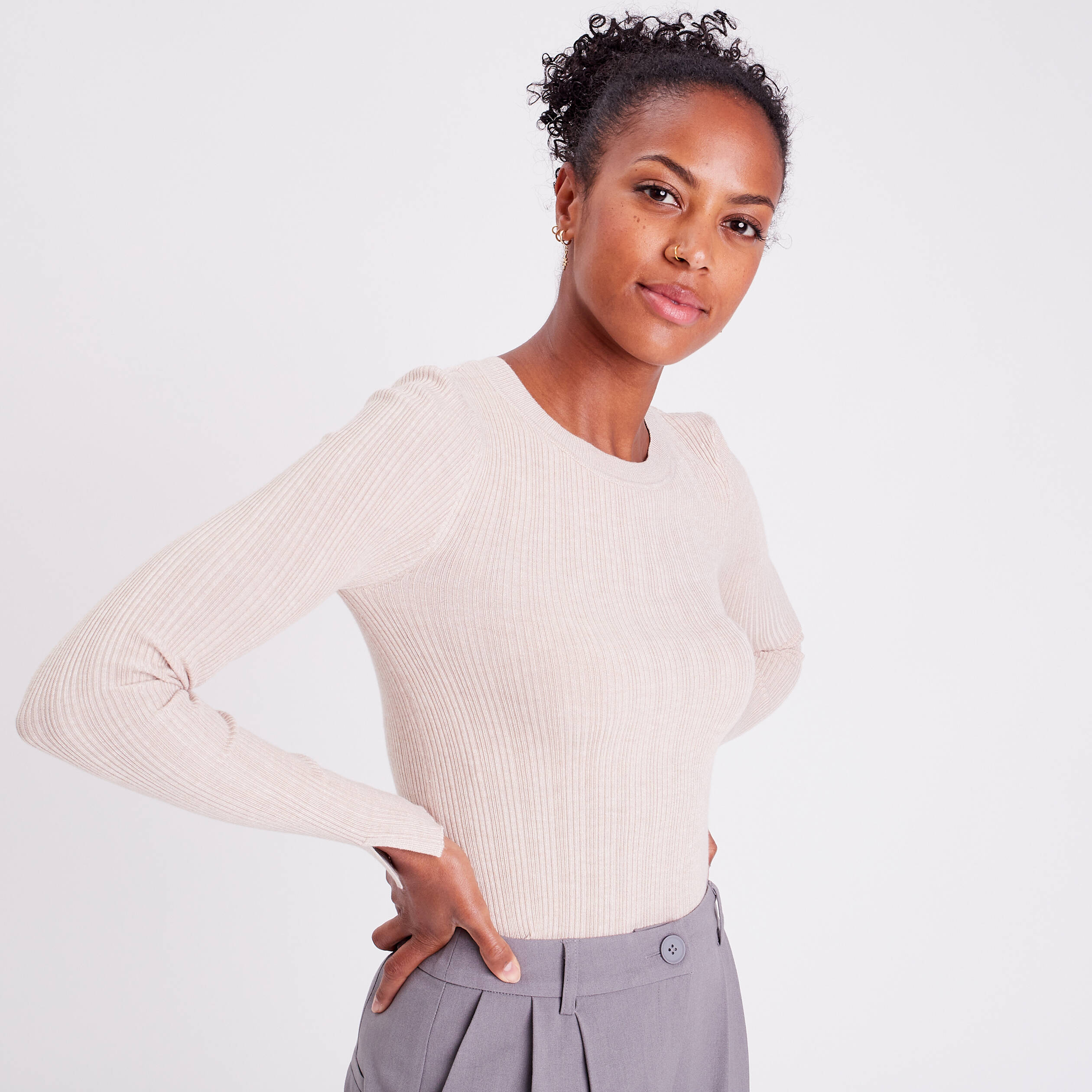 Pull cotele moulant sable femme Vibs