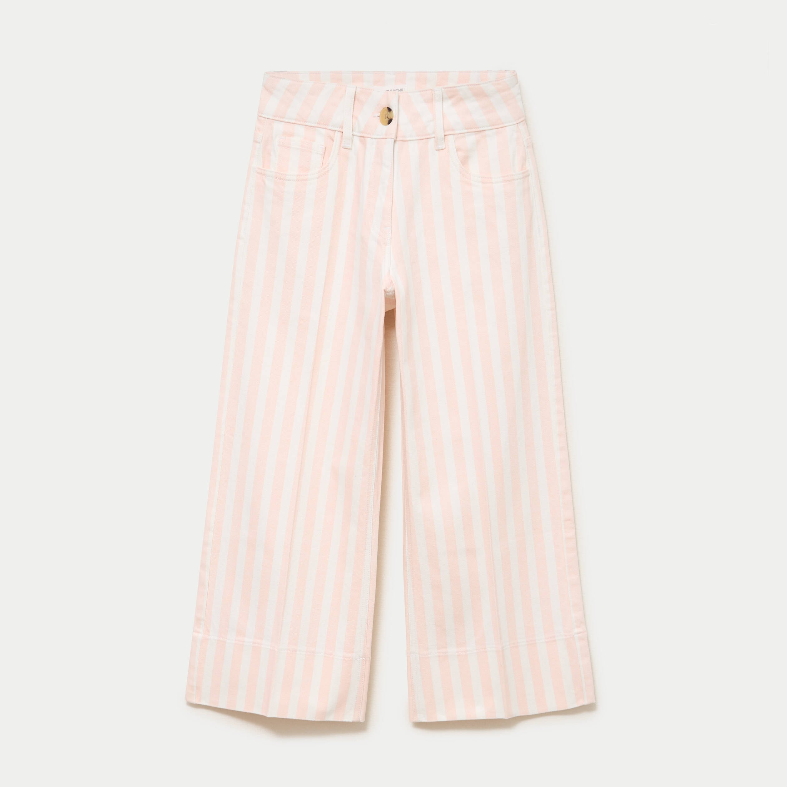 Pantalon bootcut 3/4 taille haute blanc femme