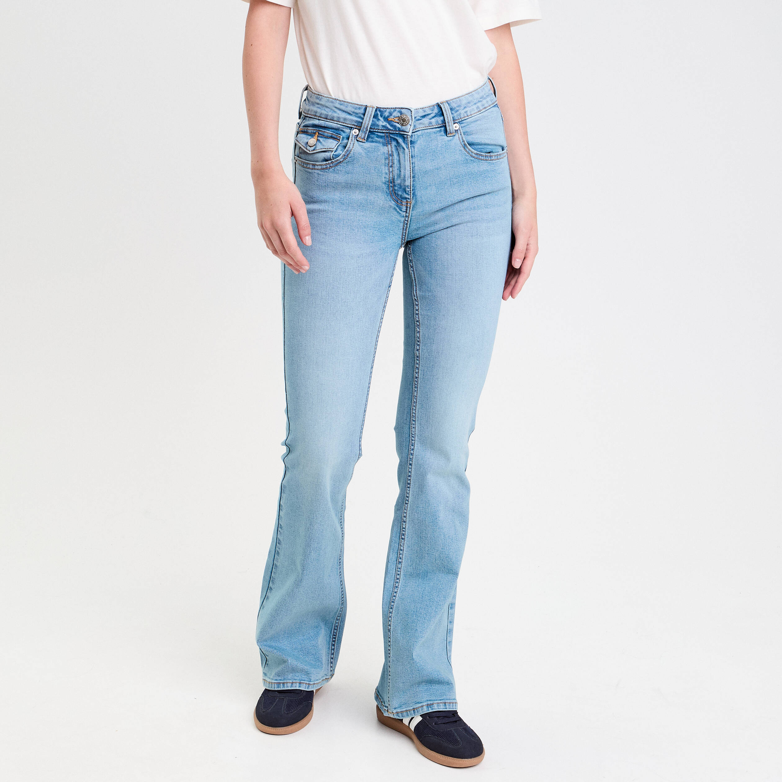 jean flare taille basse denim double stone femme Jean flare taille basse denim double stone femme