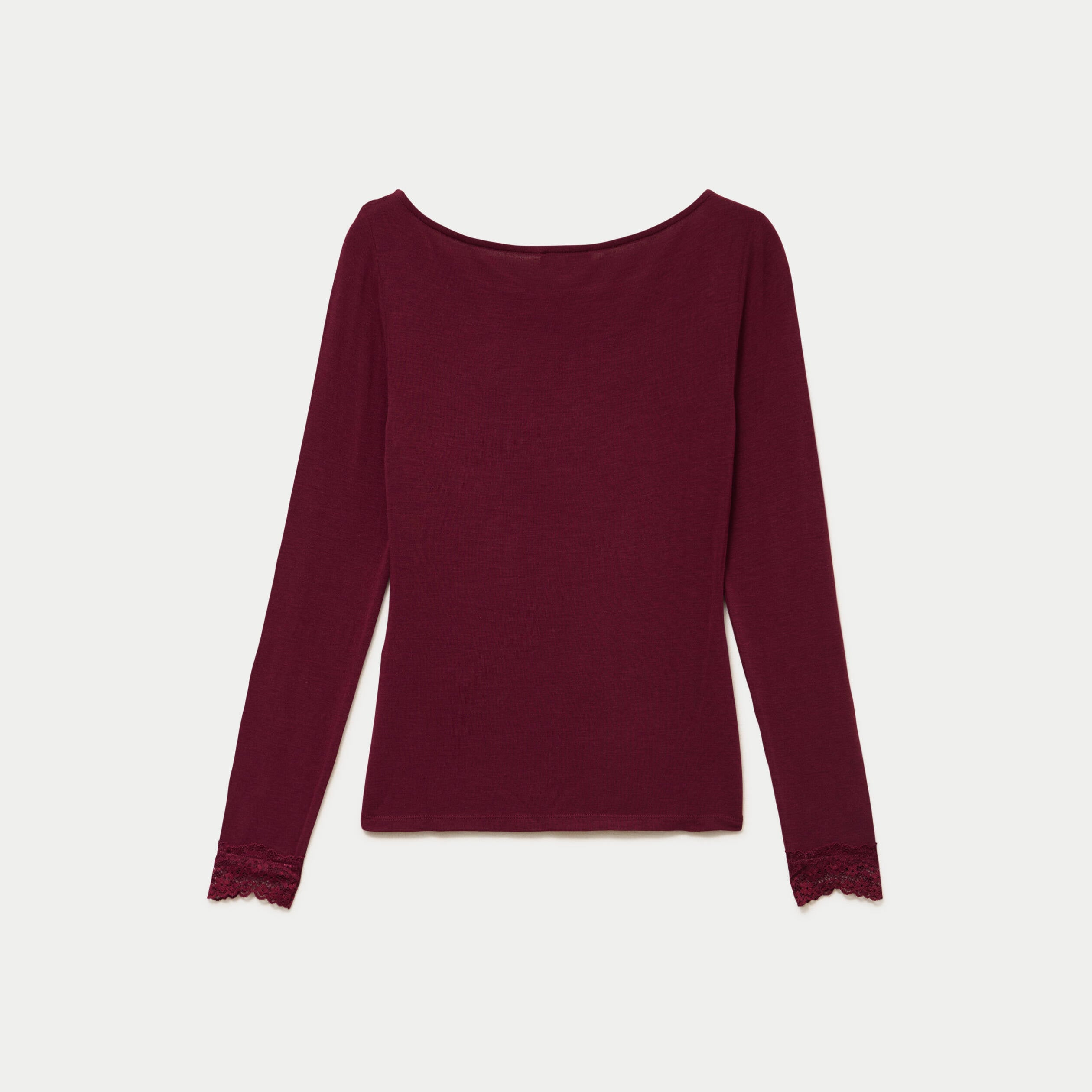 Seconde peau ajust&eacute;e col bateau bordeaux femme