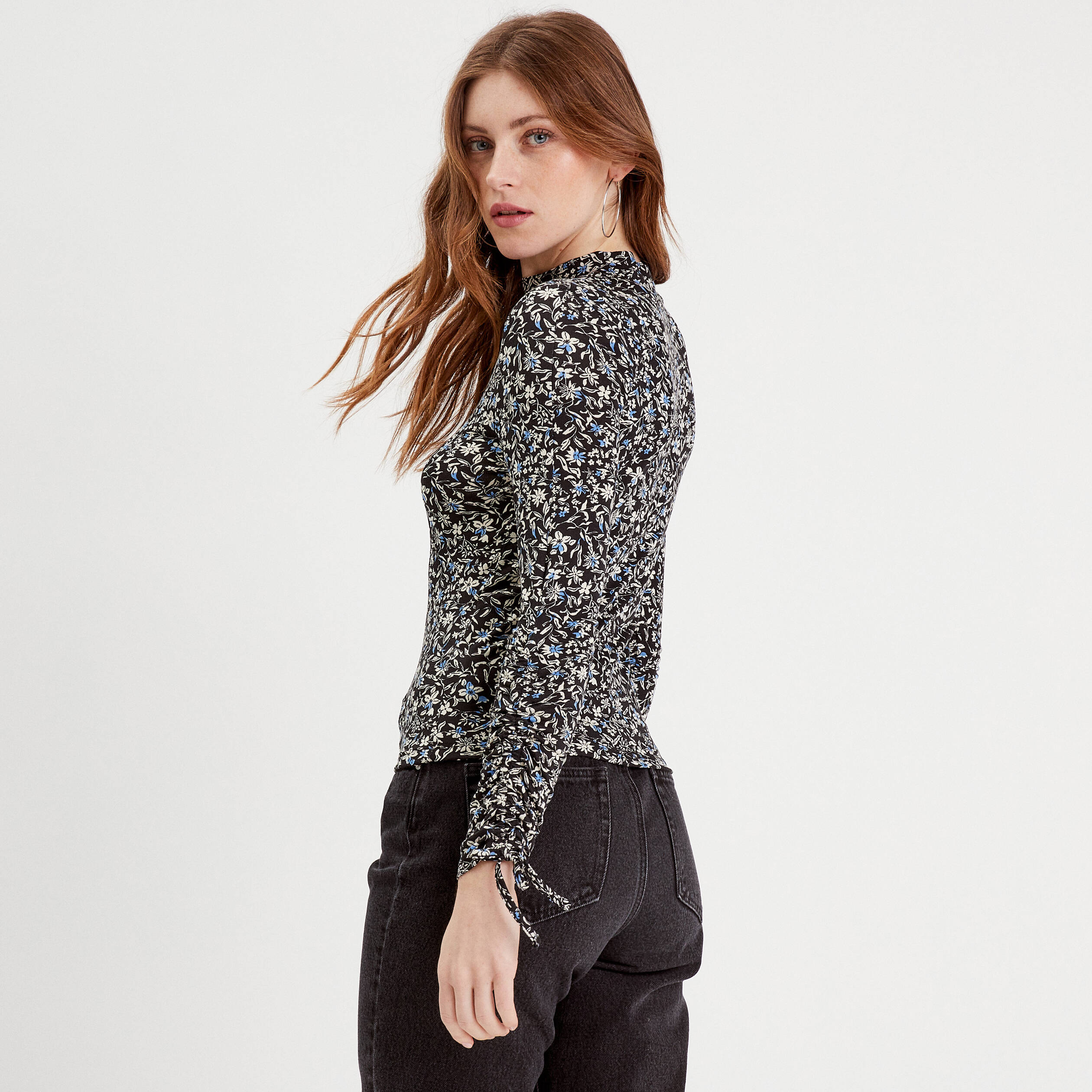 t shirt col montant noir femme T-shirt col montant noir femme